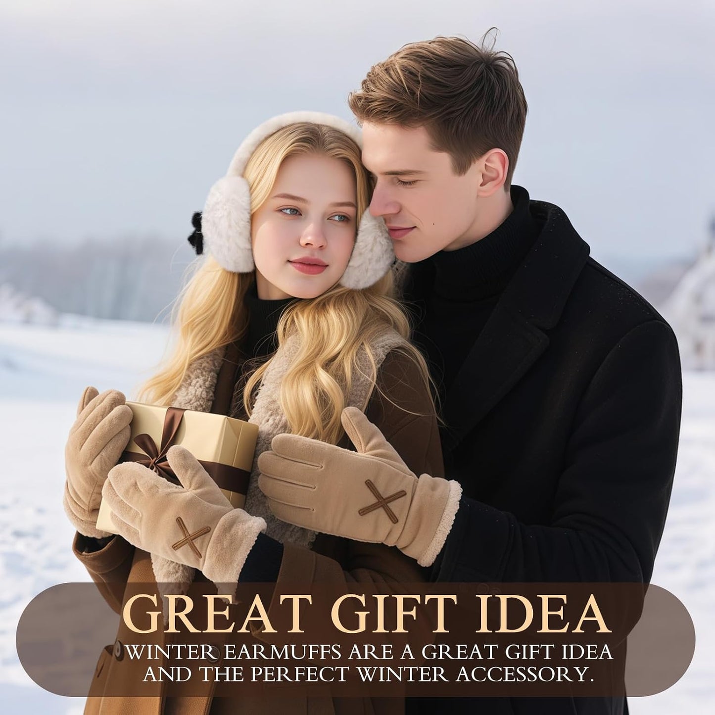 Valentines Day Gifts for Her Earmuffs for Women, Foldable & Fuzzy Ear Muffs for Outdoor Activities WN420