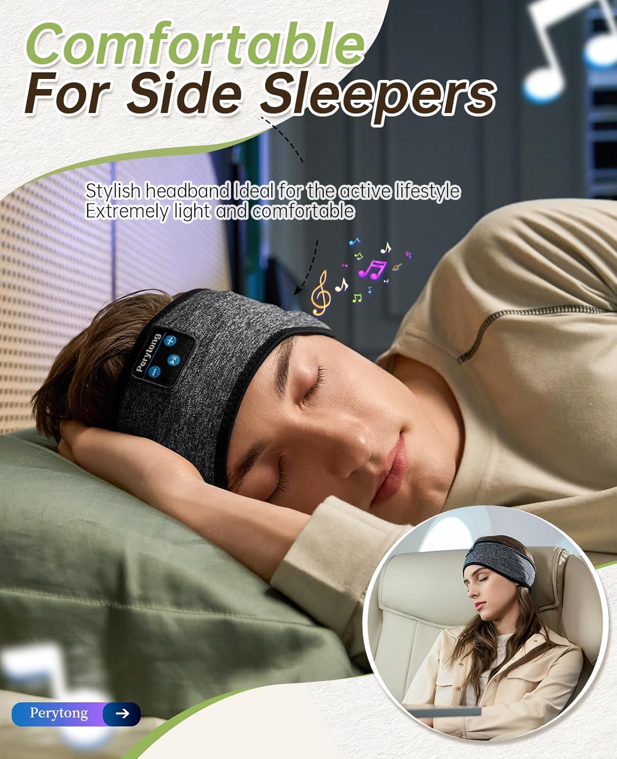 Perytong Sleep Headphones Bluetooth Headband 32