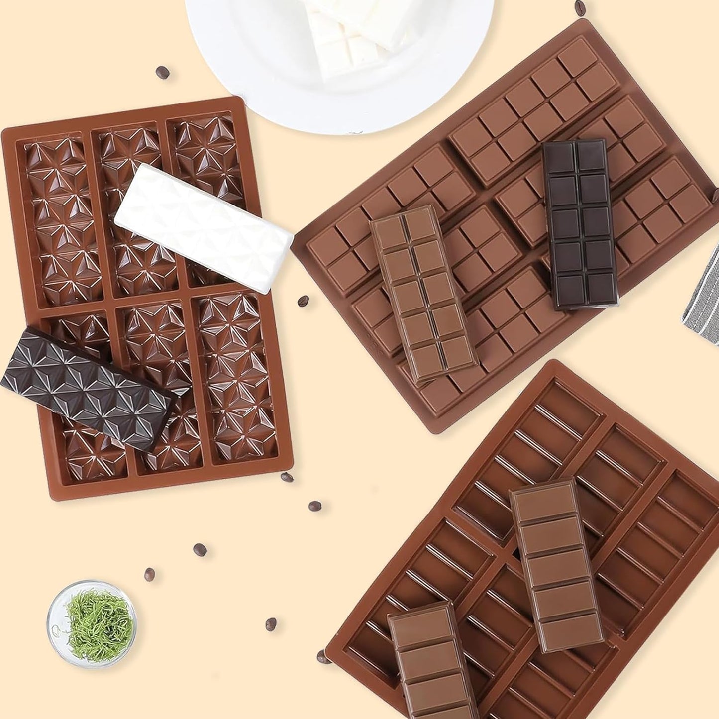 Chocolate Mold,6 Cavity Chocolate Molds Silicone,Silicone Chocolate Mold Used For Making Chocolate Pistachio Chocolate Bar（1pcs） WN420