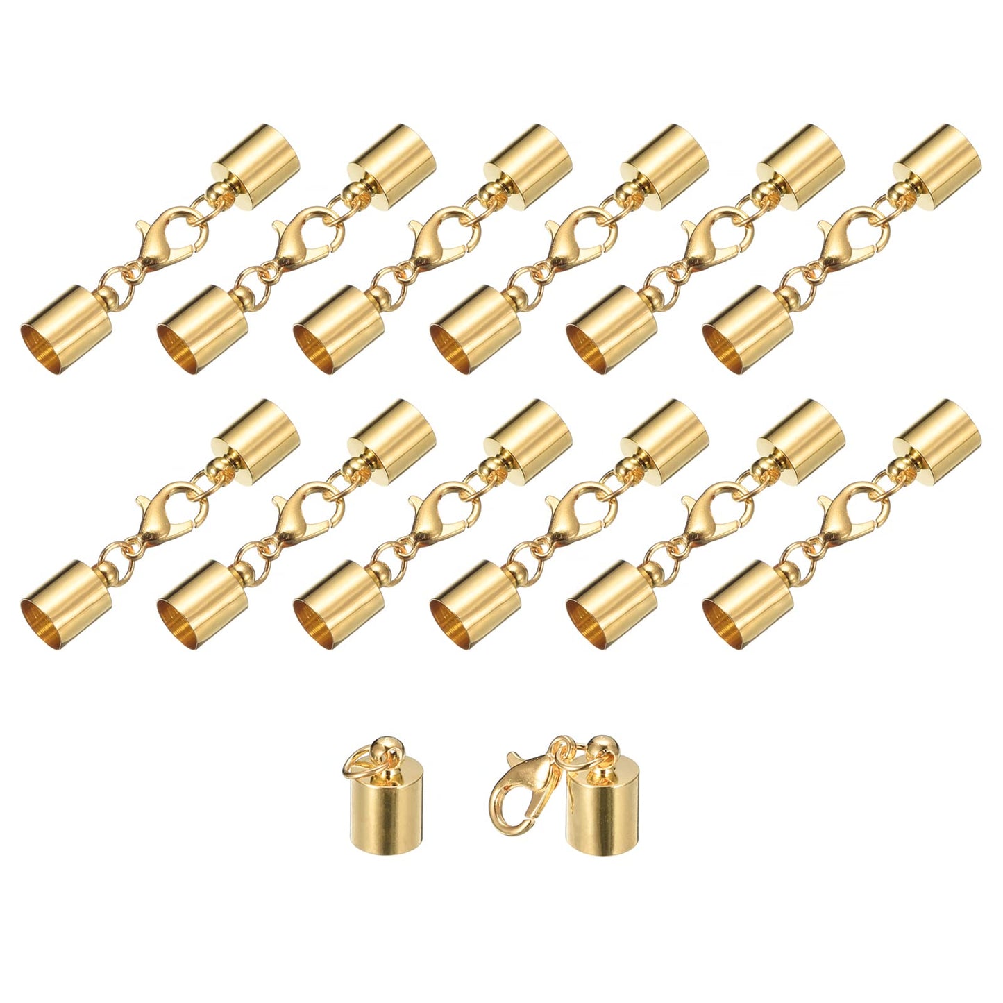 uxcell 20Sets Leather Cord End Caps with Lobster Claw Clasps Fit 4.5mm Cords, Barrel Terminators for DIY Making Leather Bracelets, Bronze Tone BST326L