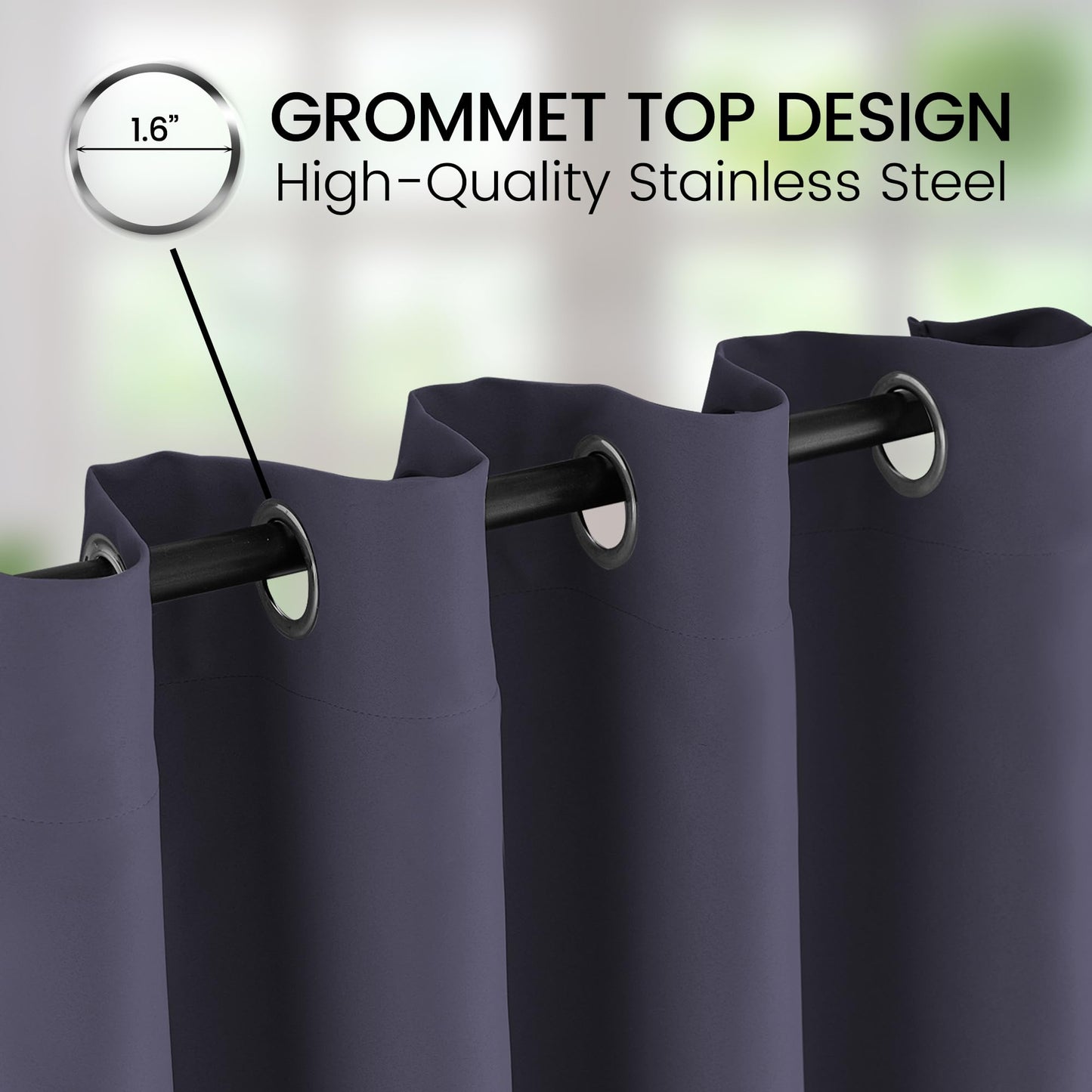 Extra Long Blackout Curtains, 12ft Room Darkening Grommet High Ceiling Drapes, 2 Story Curtains for Living Room(1 Panel, Navy, 52"x144") BST220