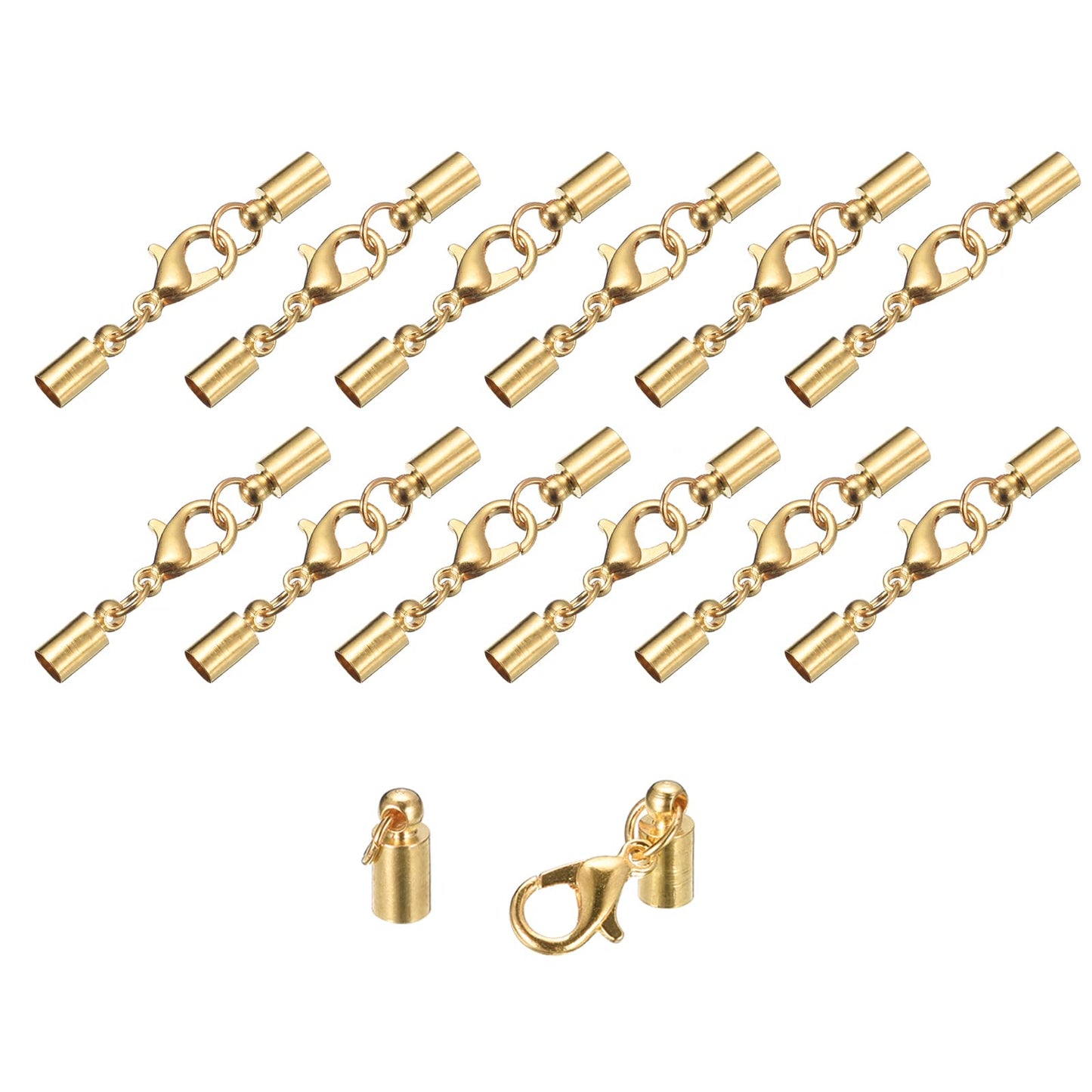 uxcell 20Sets Leather Cord End Caps with Lobster Claw Clasps Fit 4.5mm Cords, Barrel Terminators for DIY Making Leather Bracelets, Bronze Tone BST326L