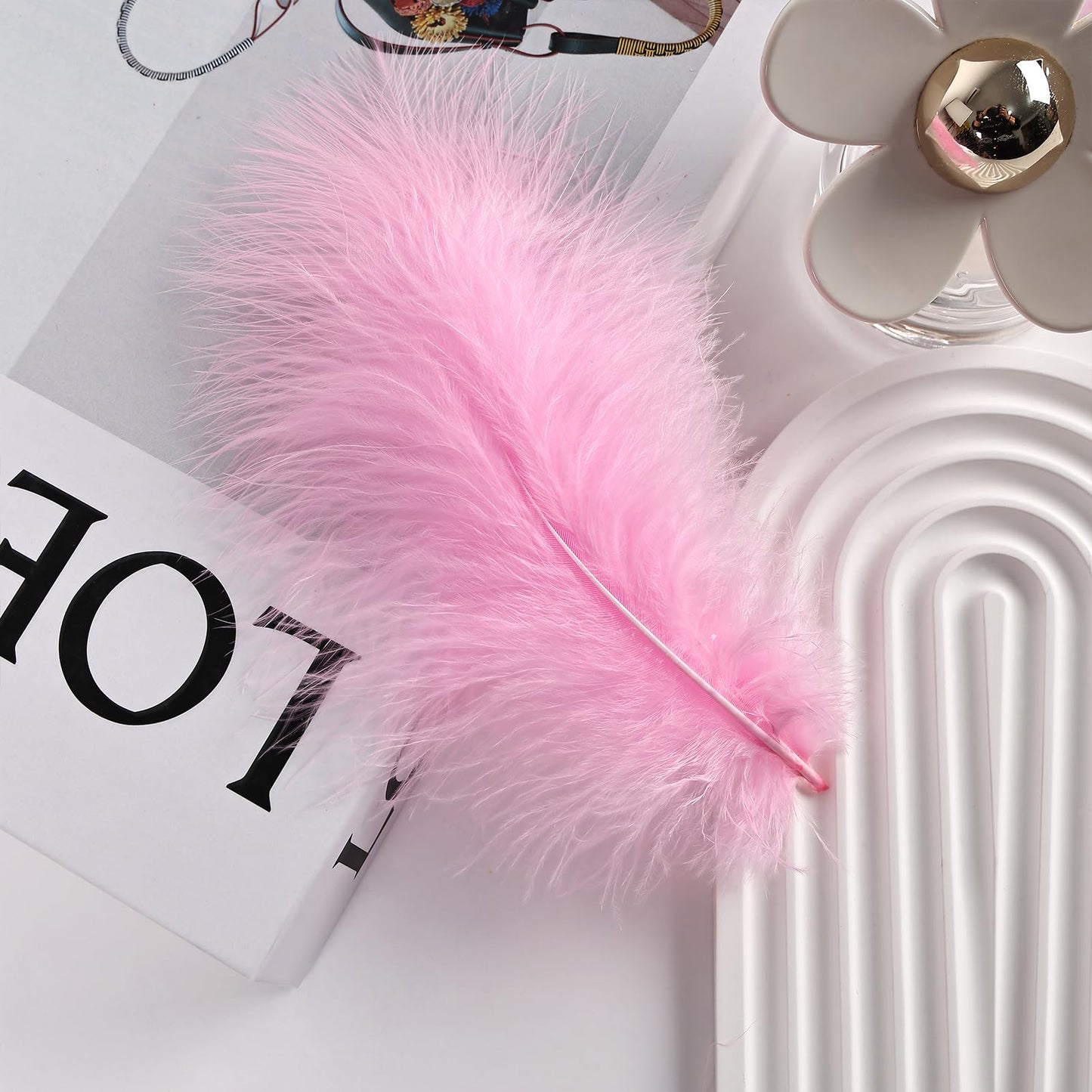 Fluffy Turkey Marabou Feathers 100pcs for Craft Dream Catcher Decoration - 4-7Inches Natural Feathers (Green) BST220