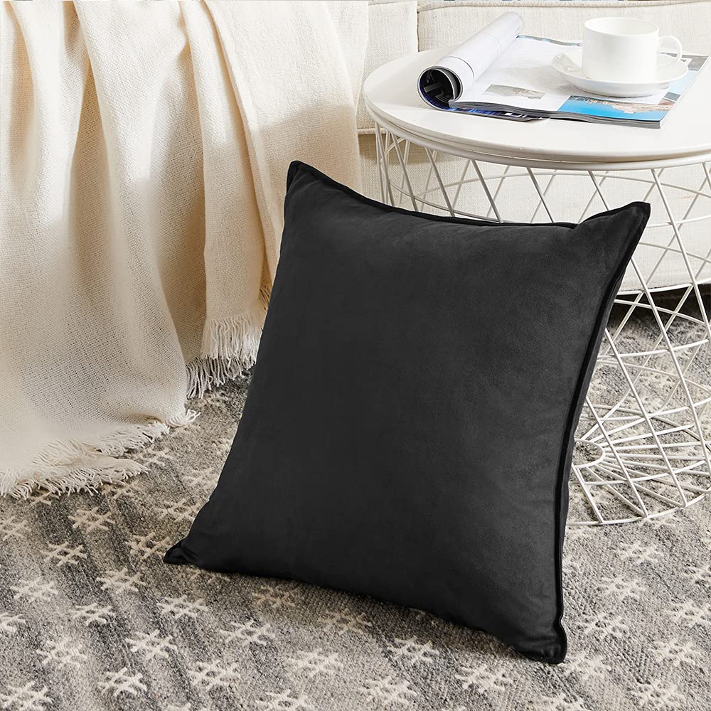 Fancy Homi 4 Packs Olive Green Decorative Throw Pillow Covers 18x18 inch, Super Soft Faux Suede Decor Square Pillow Covers 45x45 cm, Solid Cushion Cover for Couch Living Room Sofa Bedroom BST220