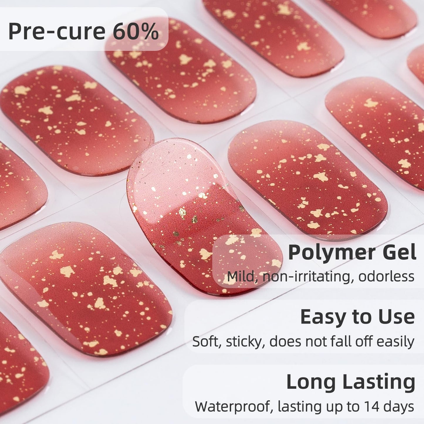 Semi Cured Gel Nail Strips, 56Pcs Nail Art Stickers/Wraps, Long Lasting UV Nail Polish Strips for Adults (Silver Rhinestones+French Tip Glitter) BST220