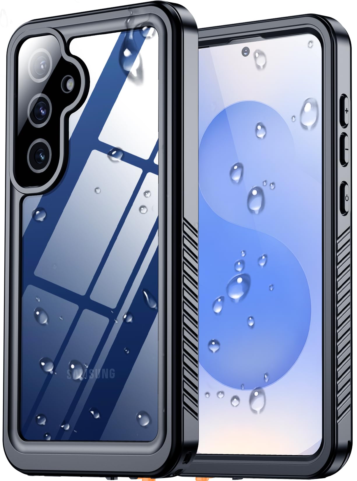 SPIDERCASE Designed for Samsung Galaxy S23 Case Waterproof,Built-in Screen & Camera Lens Protector[IP68 Underwater][Military Grade Shockproof] Full Body Protection Phone Case, Black/Clear WN420