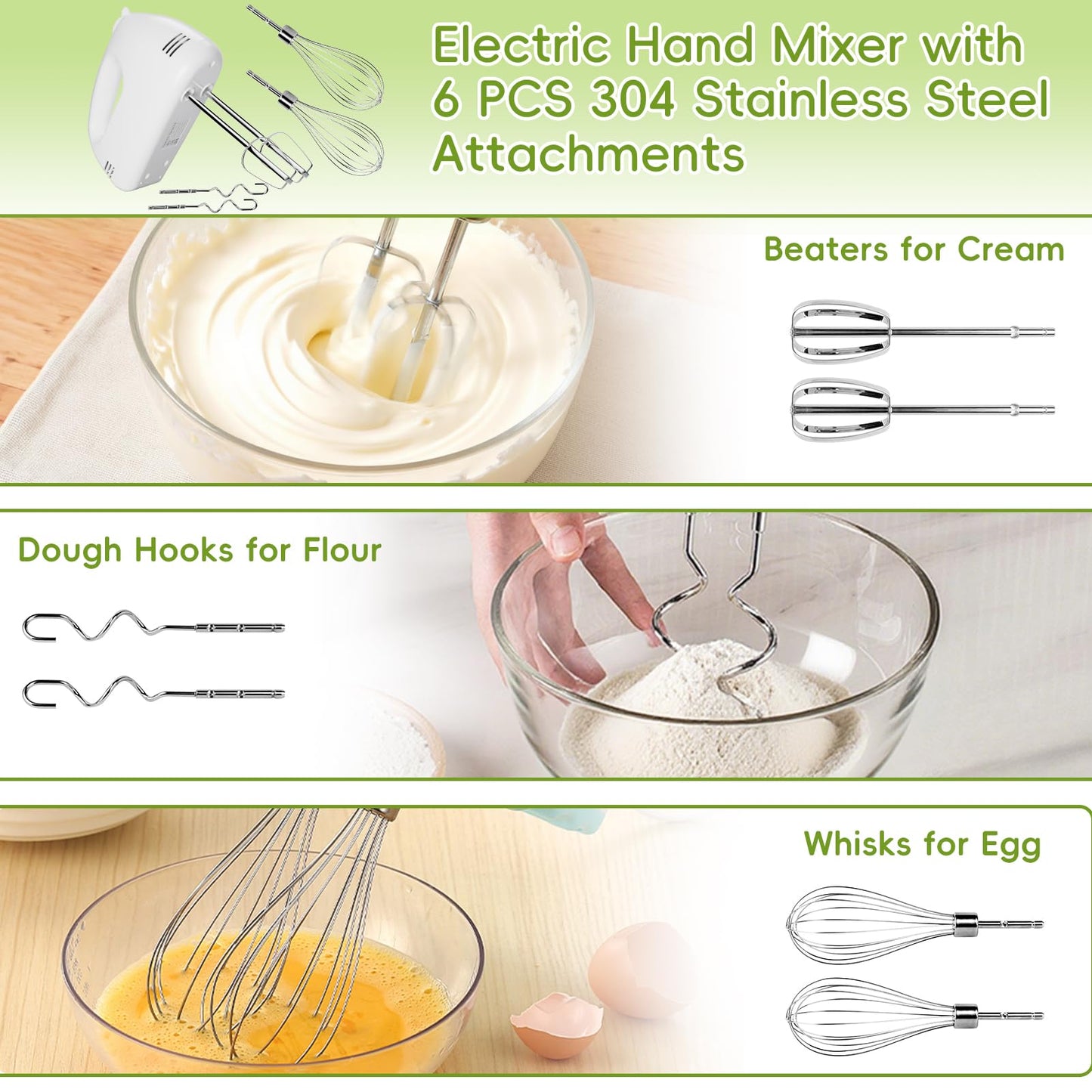 WEPSEN Mixing Bowls Set, 25PCS Stainless Steel Mixing Bowl with Lid Set, Large Nesting Bowls 7, 4.5, 3,2, 1.5QT, Measuring Cups and Spoons Baking Utensils Metal Bowl for Kitchen Prep BST220
