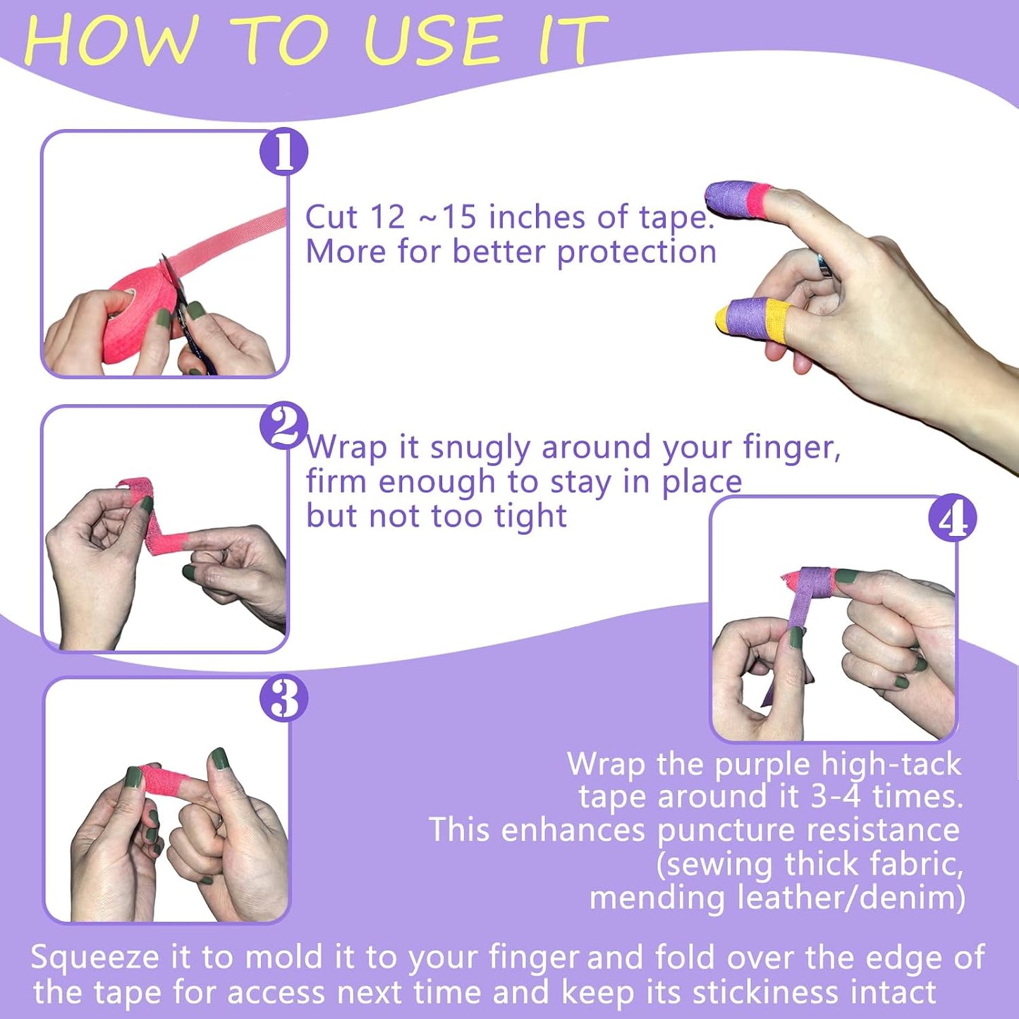 Wrap-Around Thimble 4 Pack, Thimbles for Hand Sewing, Knitting Finger Protector for Hand Quilting (Multicolor,4 Pack) BST326H