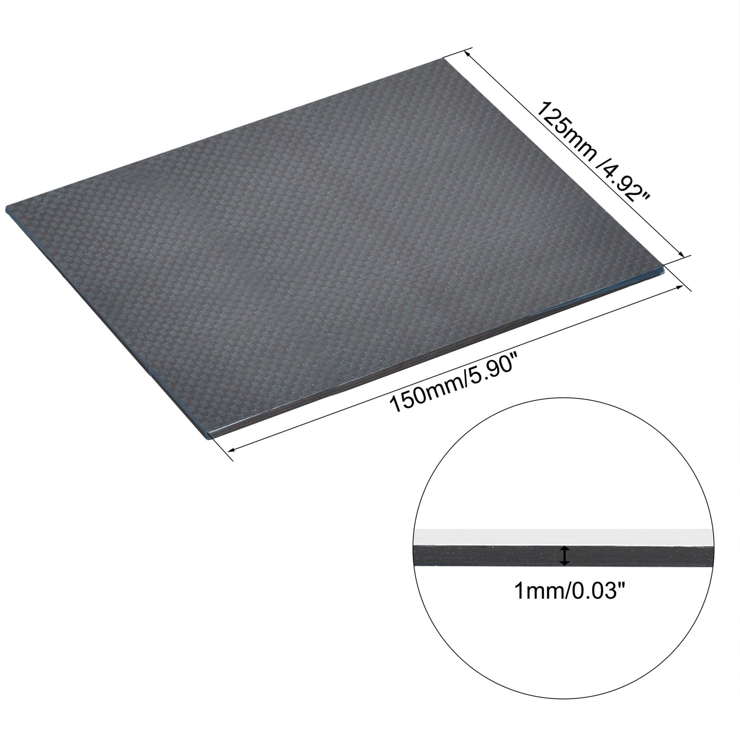 uxcell Carbon Fiber Plate Panel Sheets 250mm x 200mm x 0.5mm Laminate Plate Carbon Fiber Board (Plain Glossy) WN420
