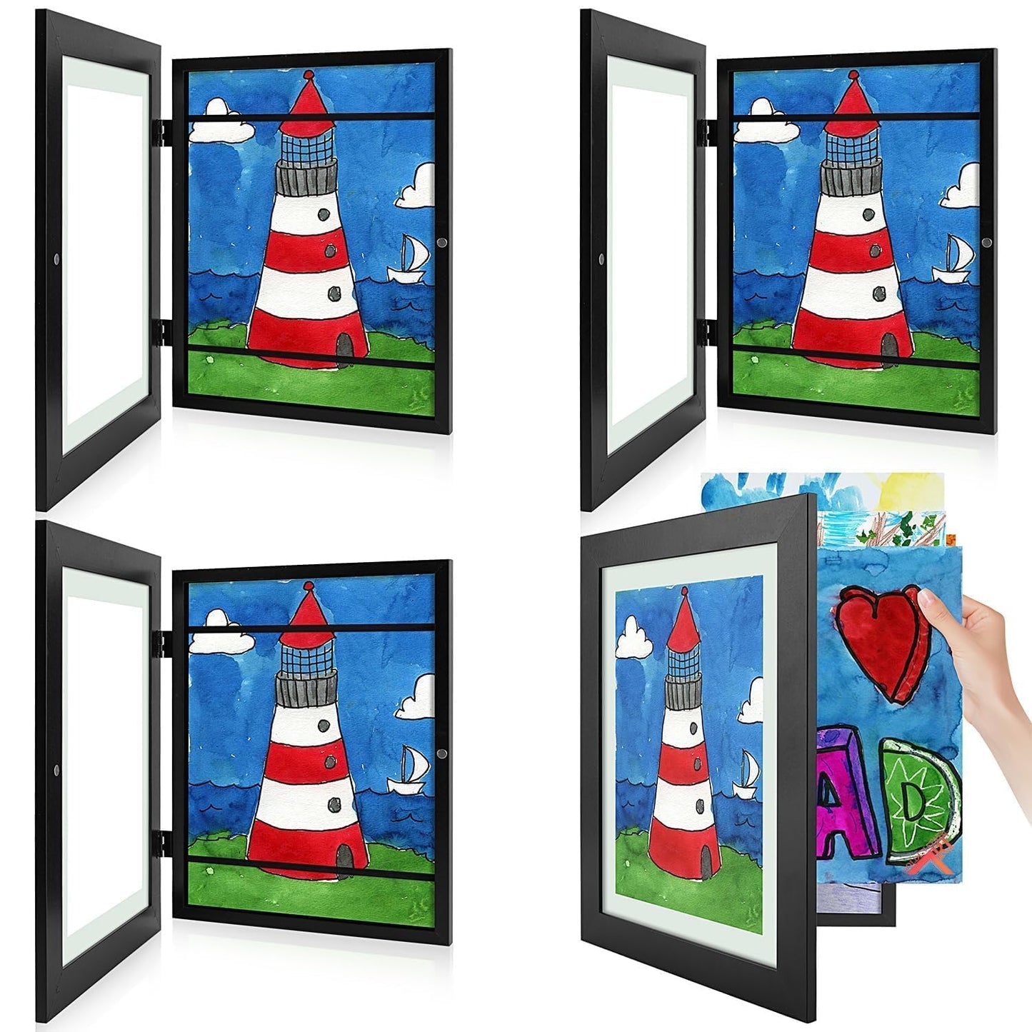 Golden State Art, 8.5x11 Kids Art Frames, Front-Opening Picture Frame Great for Kids Drawings, Artworks, Children Art Projects, Schoolwork, Home or Office (Walnut, Set of 2) BST220