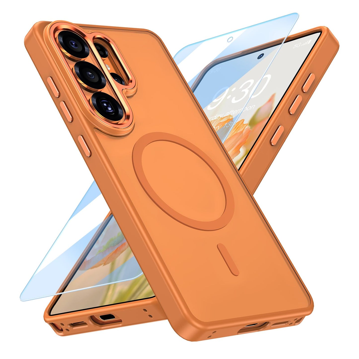 MATEPROX Magnetic Design for Samsung Galaxy S24 Plus Case, Stylish Slim an-ti Yellow Translucent Matte Shockproof Protective Cover for S 24+ 6.7'' 2024-Titanium Gray WN420