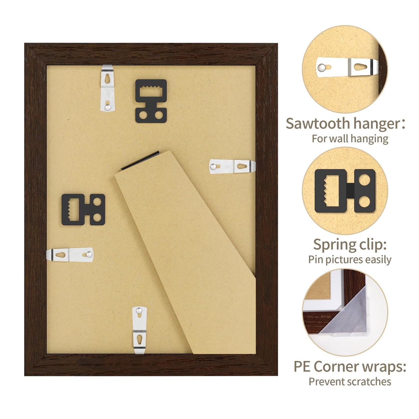 YESKAY 12x16 Picture Frame - 12 x 16 Photo Frame Made of Solid Oak Wood and Real Glass,Display Picture 4 Opening 5x7 with Mat or 12x16 Without Mat for Wall Mounting(Color Walnut) BST326H