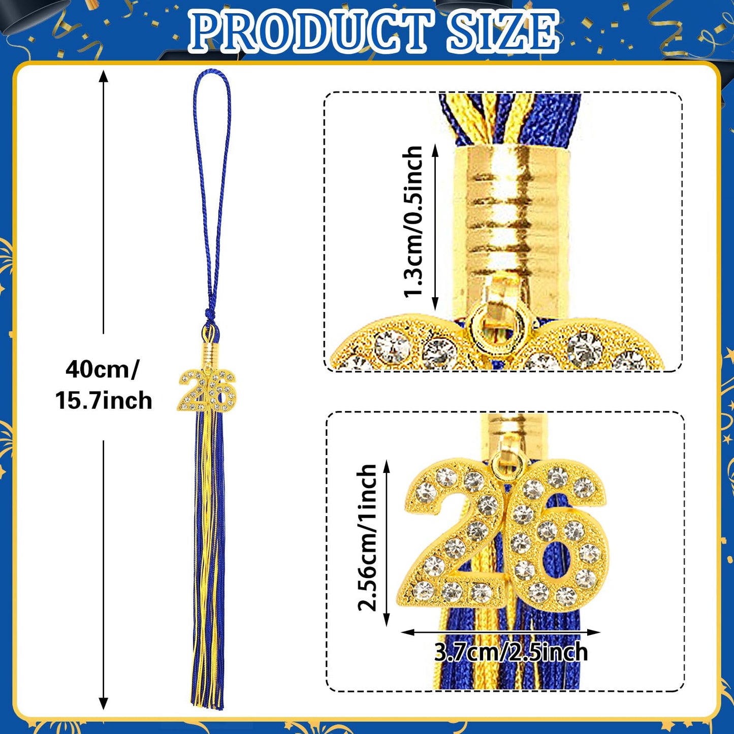 JULMELON 2026 Graduation Tassel, 2026 Graduation Cap Tassel with Bling Charm for 2026 Graduate Hat Ceremonies Accessories (Black) BST220