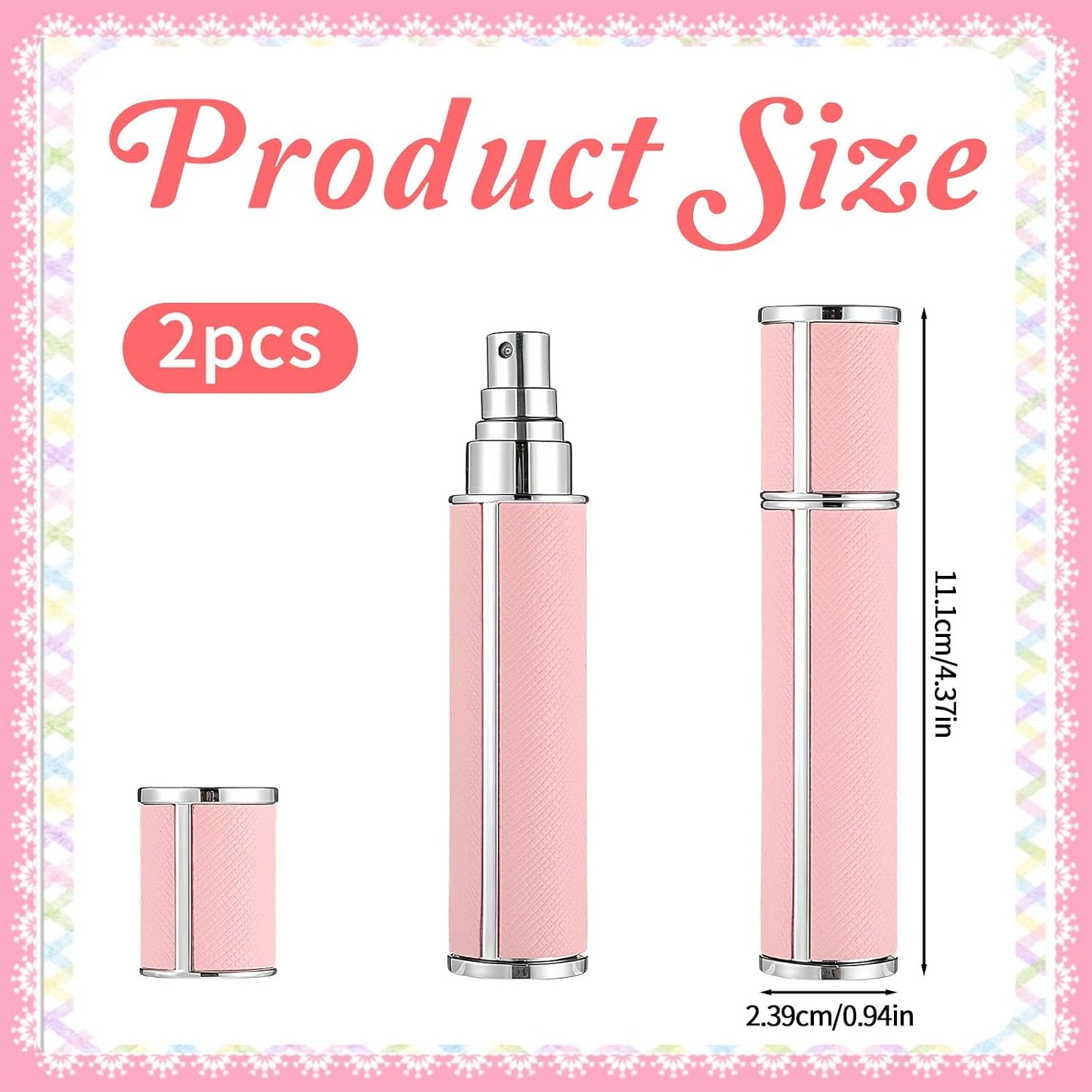 2PCS Travel Perfume Bottle 10ml Atomizer Perfume Spray Bottle Mini Portable Cologne Dispenser Leather Empty Fragrance Pump Dispenser for Many Scenes Gifts Small Pink Refill Sample BST202