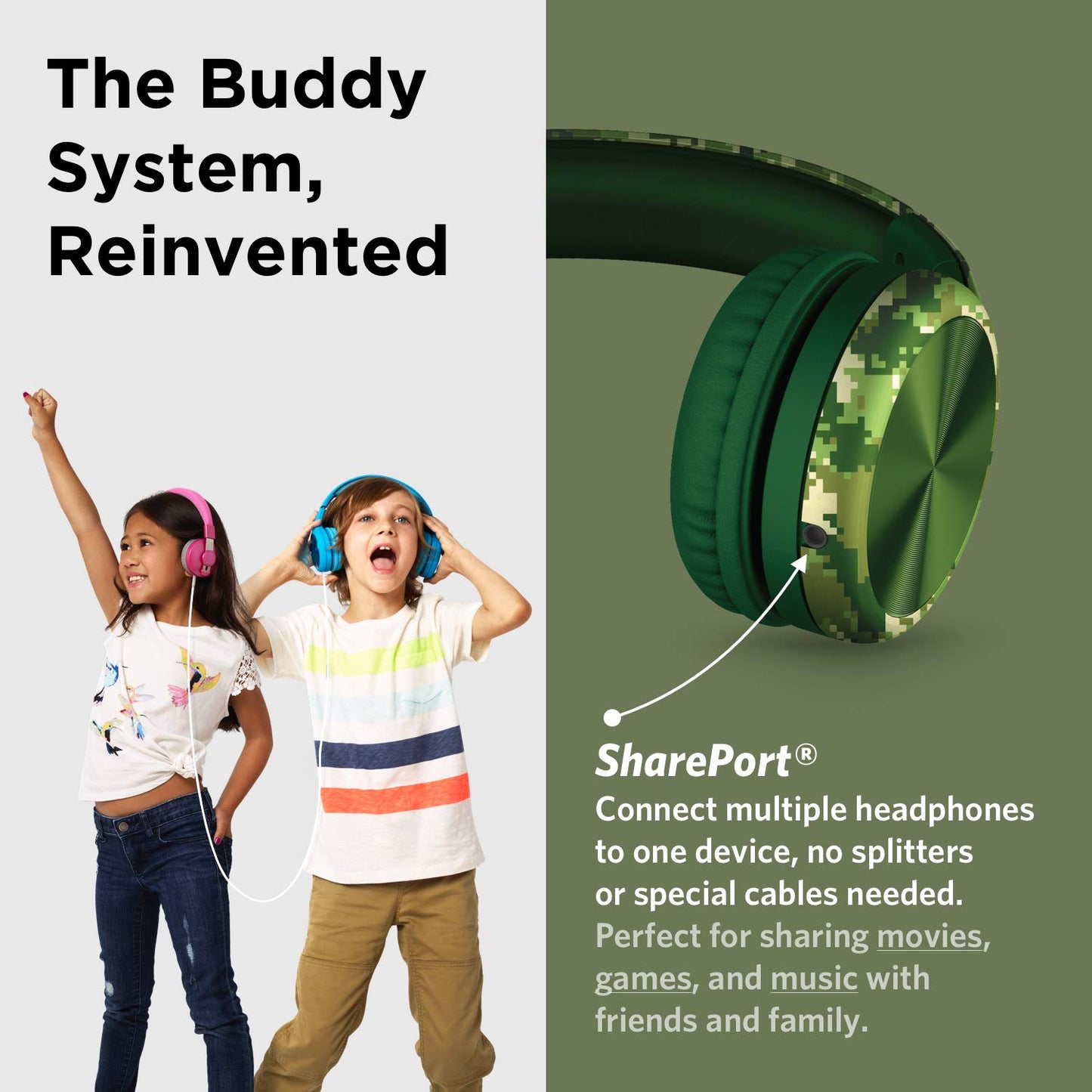 LilGadgets Connect+ Pro Wired Kids Headphones for School with Microphone, Volume Limiting Over-Ear Headset with Cord, SharePort Technology & SoftTouch Padding, Blue