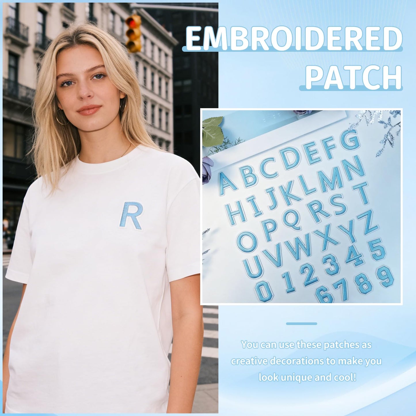 72Pcs Iron on Number and Letter Patches, Numbers 0-9, Letters A-Z Embroidered Applique Patches for Clothes, Skirts, Hats, Socks - Black BST220