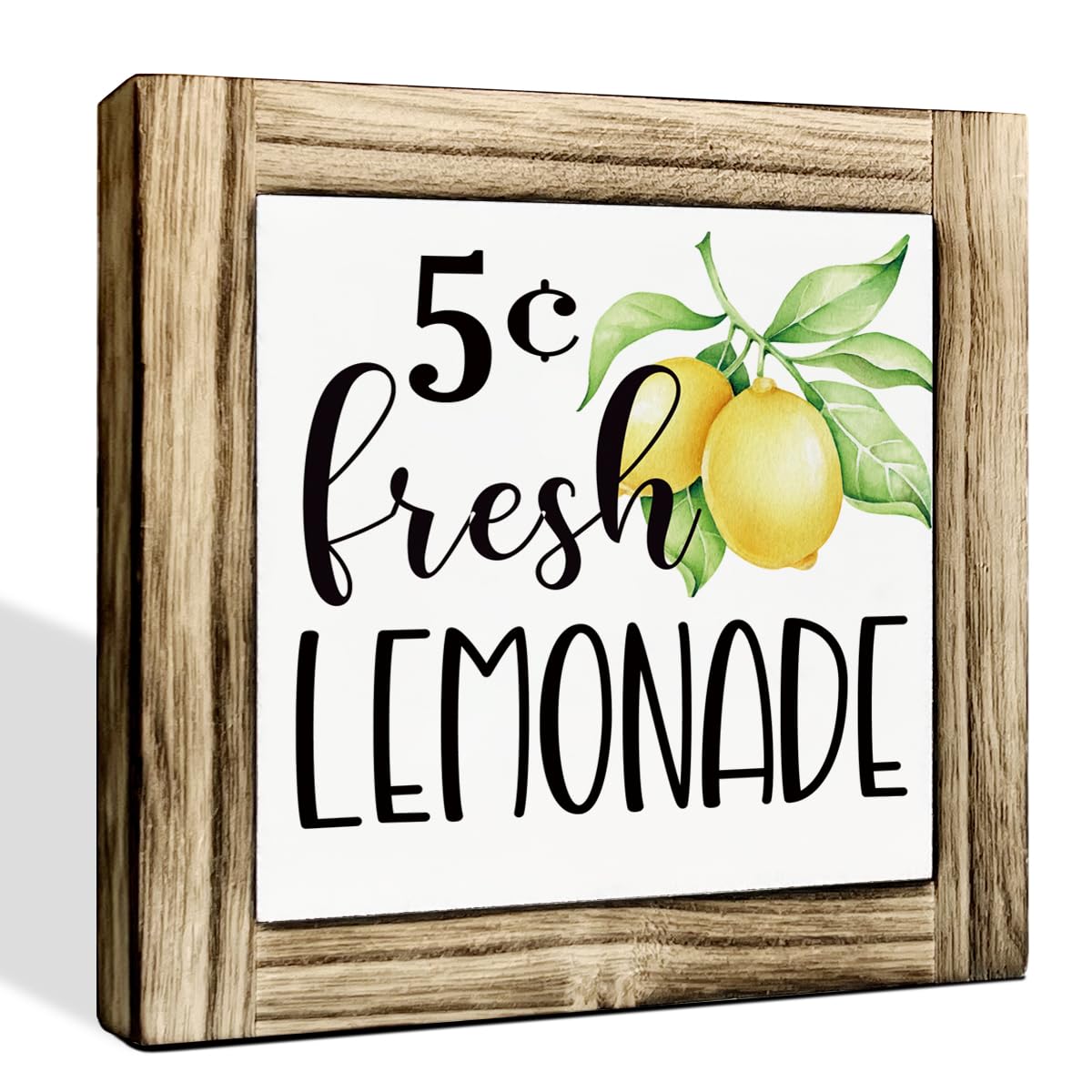 Inspirational Decor Signs, Lemon Summer Decoration, Positive Home Bar Decors, Rustic Kitchen Decors for Shelf, Wood Box Sign Desk Decor, When Life Gives You Lemons Make Lemonade Sign 5.9×5.9inches BST220