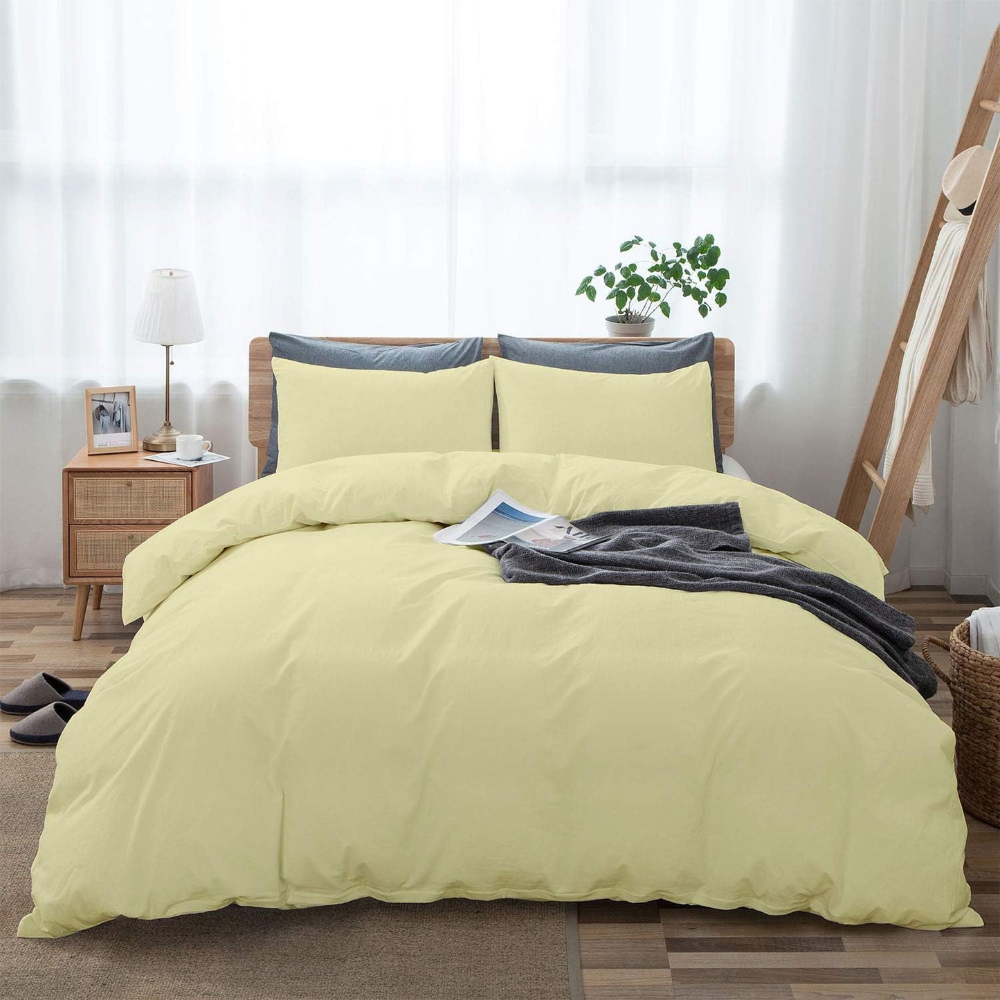100% Cotton Oversized King plus 3 Piece Duvet Cover set 128x120 inch Breathable Luxury Soft & Cozy | Durable and Fade Resistant | Double Hem-Stitched Sateen Weave (Oversized King plus, White) BST220