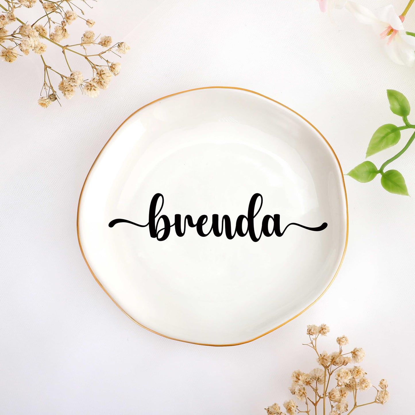 JoycuFF Initial B Ceramic Jewelry Tray, Bridesmaid Bride Gifts, Mothers Day Christmas Anniversary Engagement Birthday Gifts for Women Couples, Trinket Dish for Rings Earrings Necklaces Bracelets Keys BST202