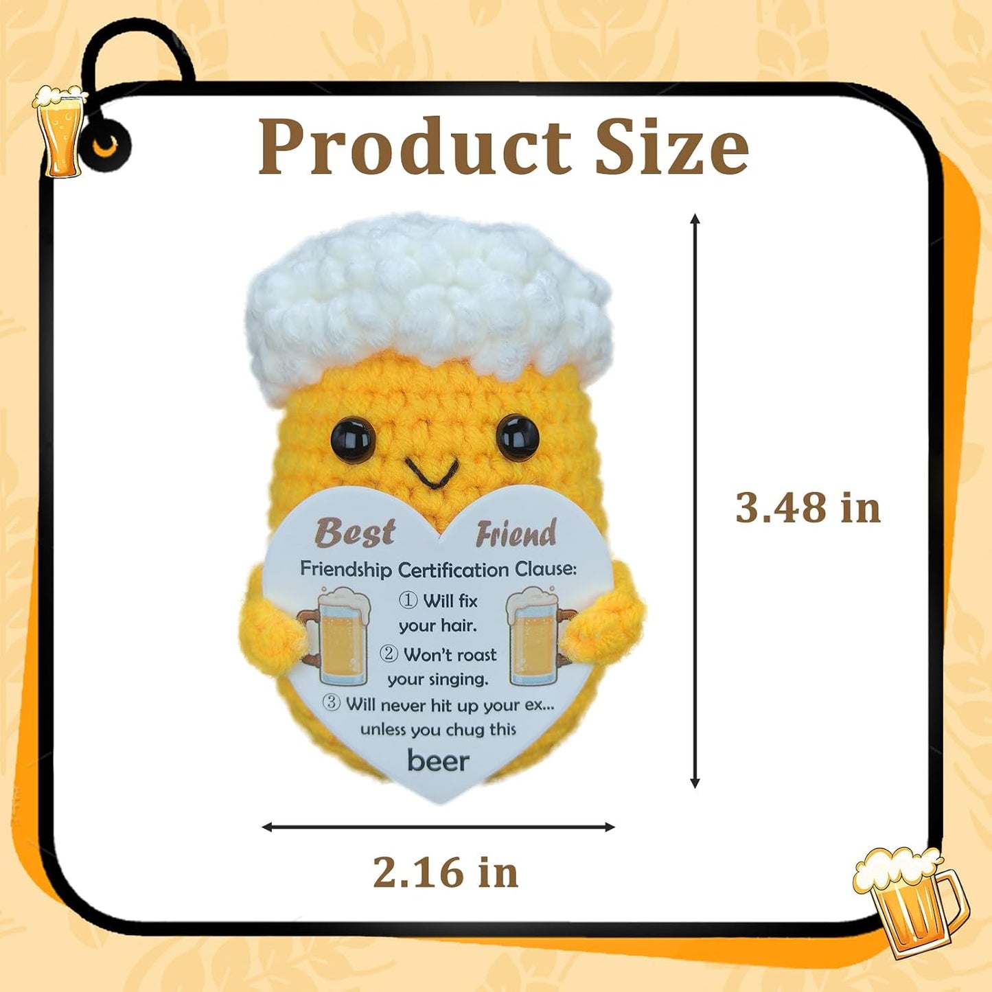 Easter Friendship Crochet Beer Gift Handmade Mini Desktop Decor, Easter Basket Stuffer & Bar/Counter/Wine Cabinet Accent for BFF/Coworker/Teammate/Boss (Men/Boys) BST220