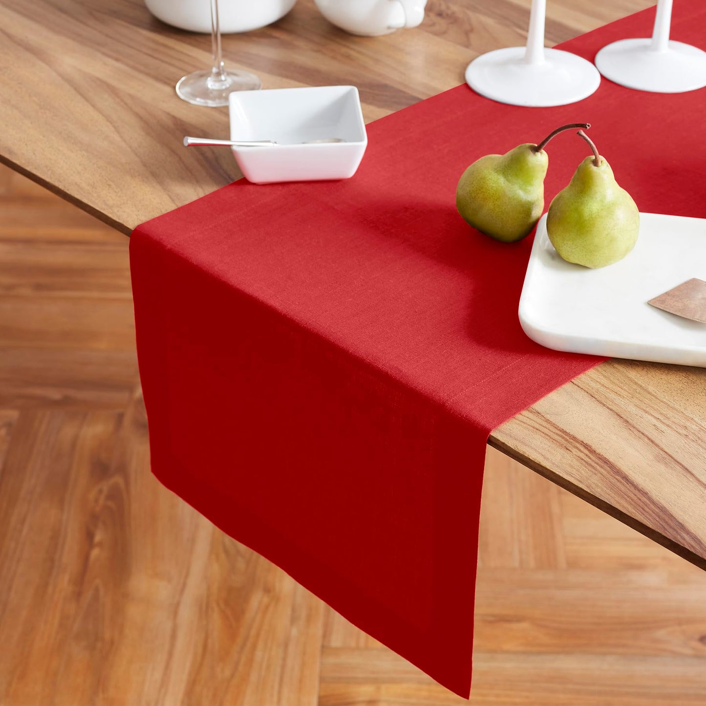 Solino Home 100% Pure Linen Dining Table Runner Cordovan, Sonoma 14 x 48 in | Table Runners for coffee tables, entryway tables and layered dresser styling | prewashed, relaxed drape | OEKO-TEX Certified BST326SOLH