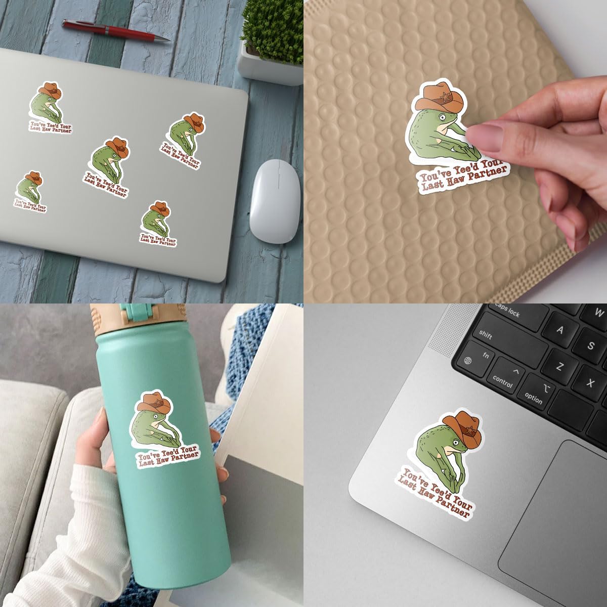 3Pcs You've Yee'd Your Last Haw Partner Sticker Funny Cowboy Frog Meme Wild West Decals You Just Yee'd Your Last Haw Stickers Yee Yee Sticker Decal for Laptop Bottle Phone Car Hard Hat 3"x3" WN420