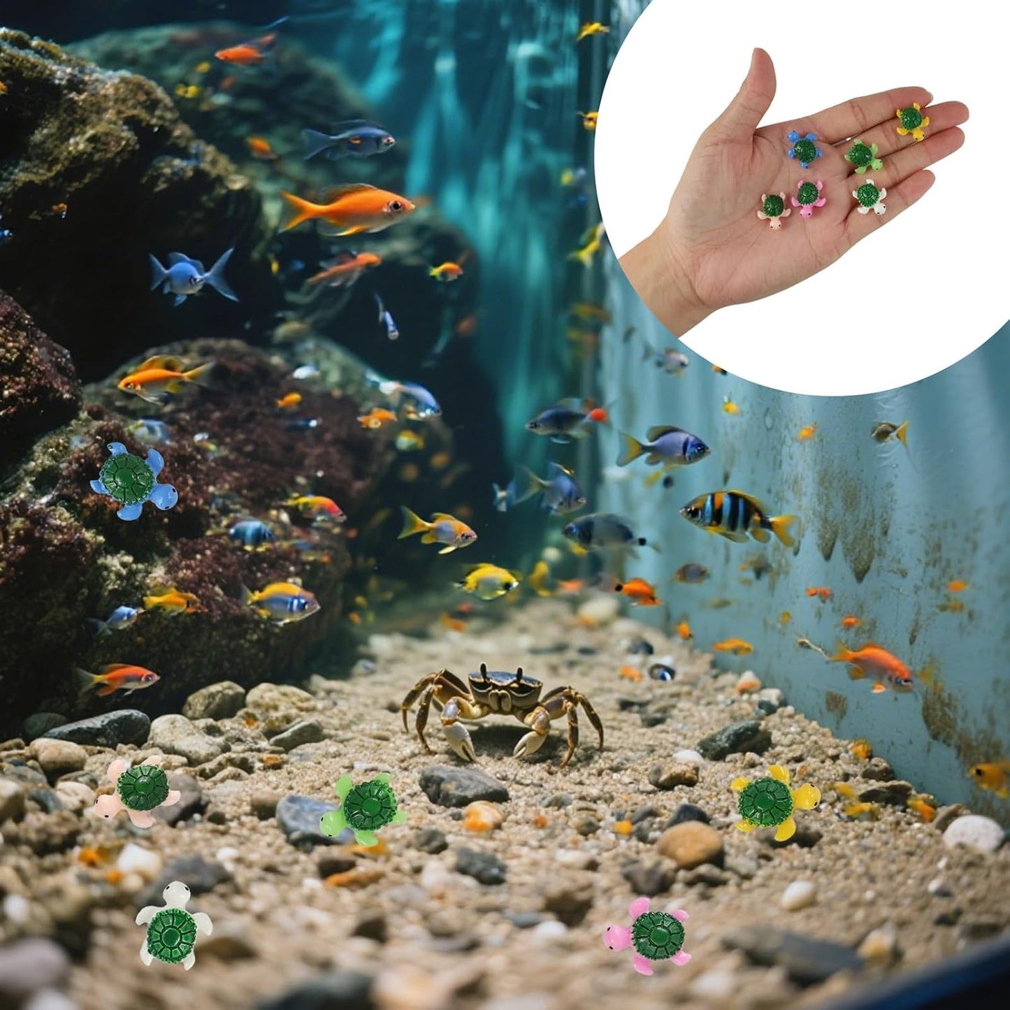 LOGJAM 420 Pcs Mini Resin Turtles Decor, Cute Tiny Sea Turtle Figurines Glow in The Dark for Garden Fish Tank Micro Landscape Home Decor Crafts BST220
