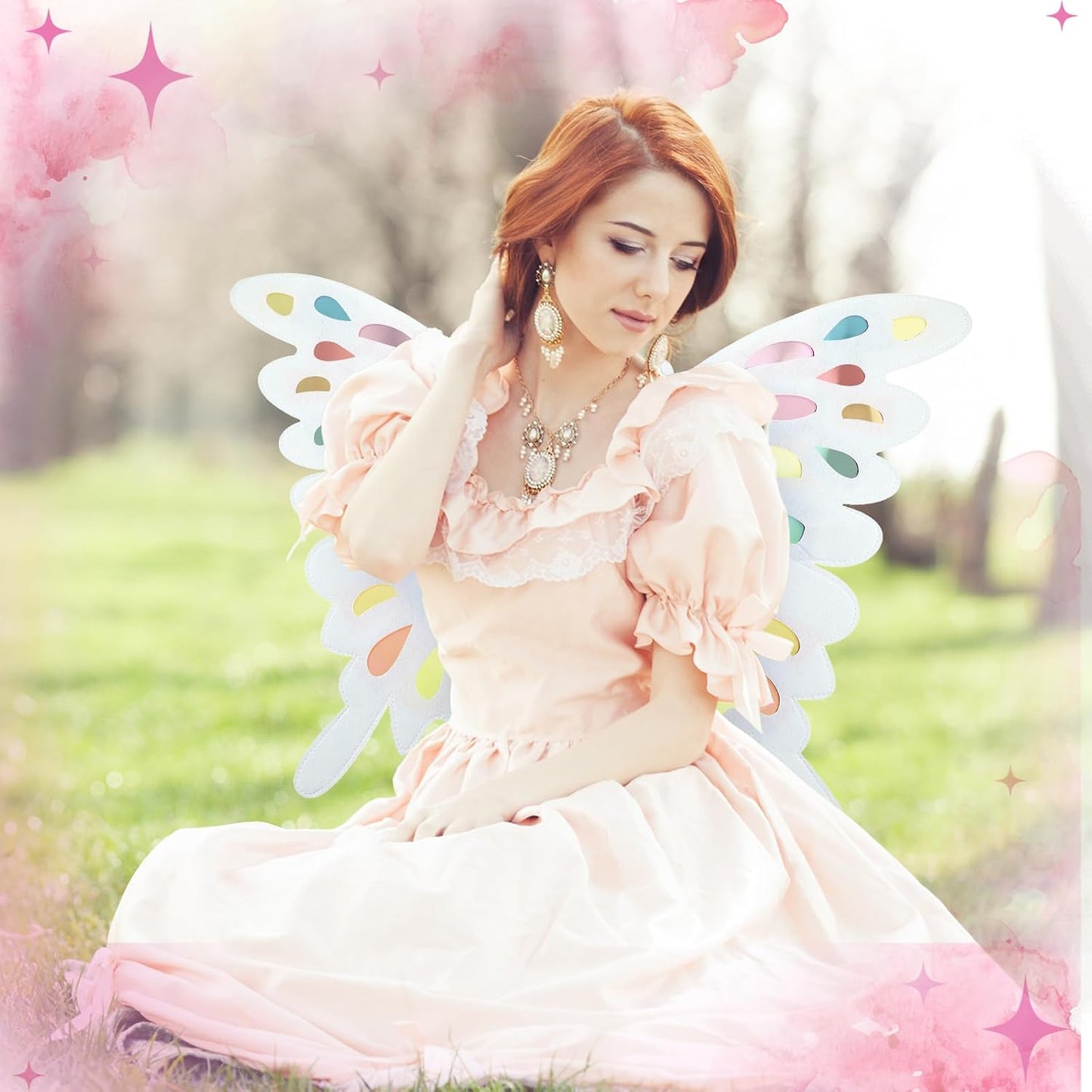 Chunful Large Butterfly Suncatcher Wings Costume Accessories Colorful Butterfly Wings for Halloween Cosplay Princess Birthday Dress up Party Valentine Spring BST220