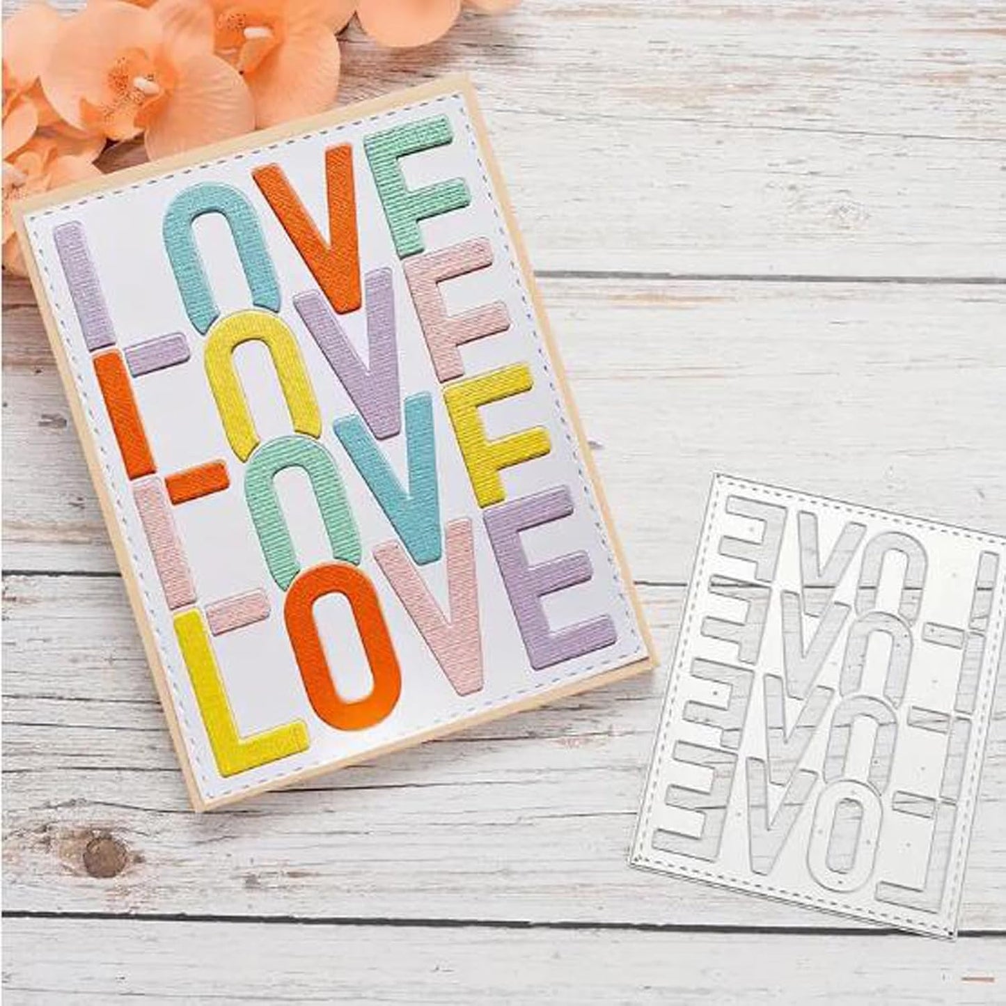Valentine's Day Love Frame Metal Die Cuts,Happy Valentine's Day Love Square Frame Cutting Dies Cut Stencils for DIY Invitation Card Scrapbooking Album Decorative Embossing Paper Dies Card Making BST326L