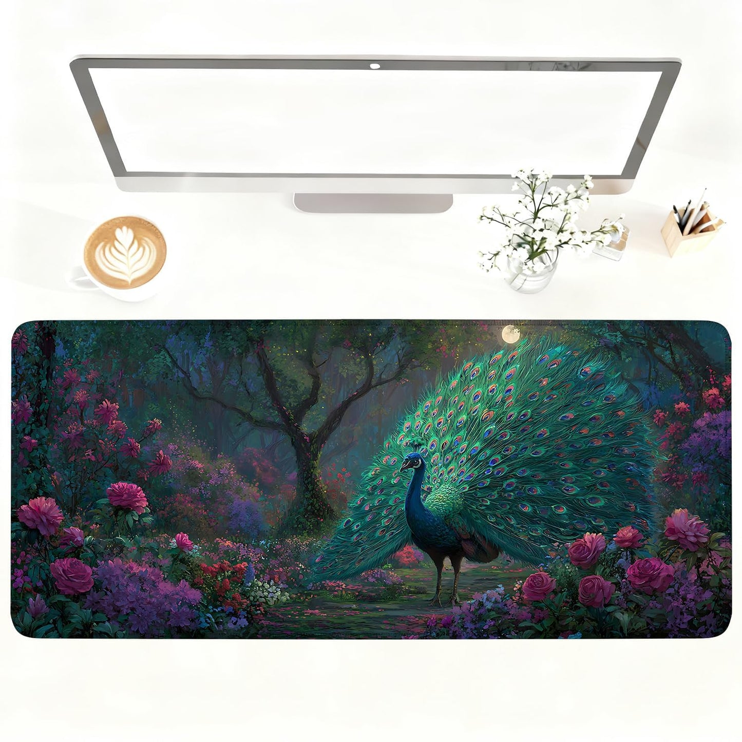 Mouse Pad Gaming Mousepad 31.5 x 11.8in Large Mouse Pad for Keyboard and Mouse with Anti-Slip Rubber Base, Keyboard Pad XL Mouse Mat for Home and Office,Snowy Forest WN420