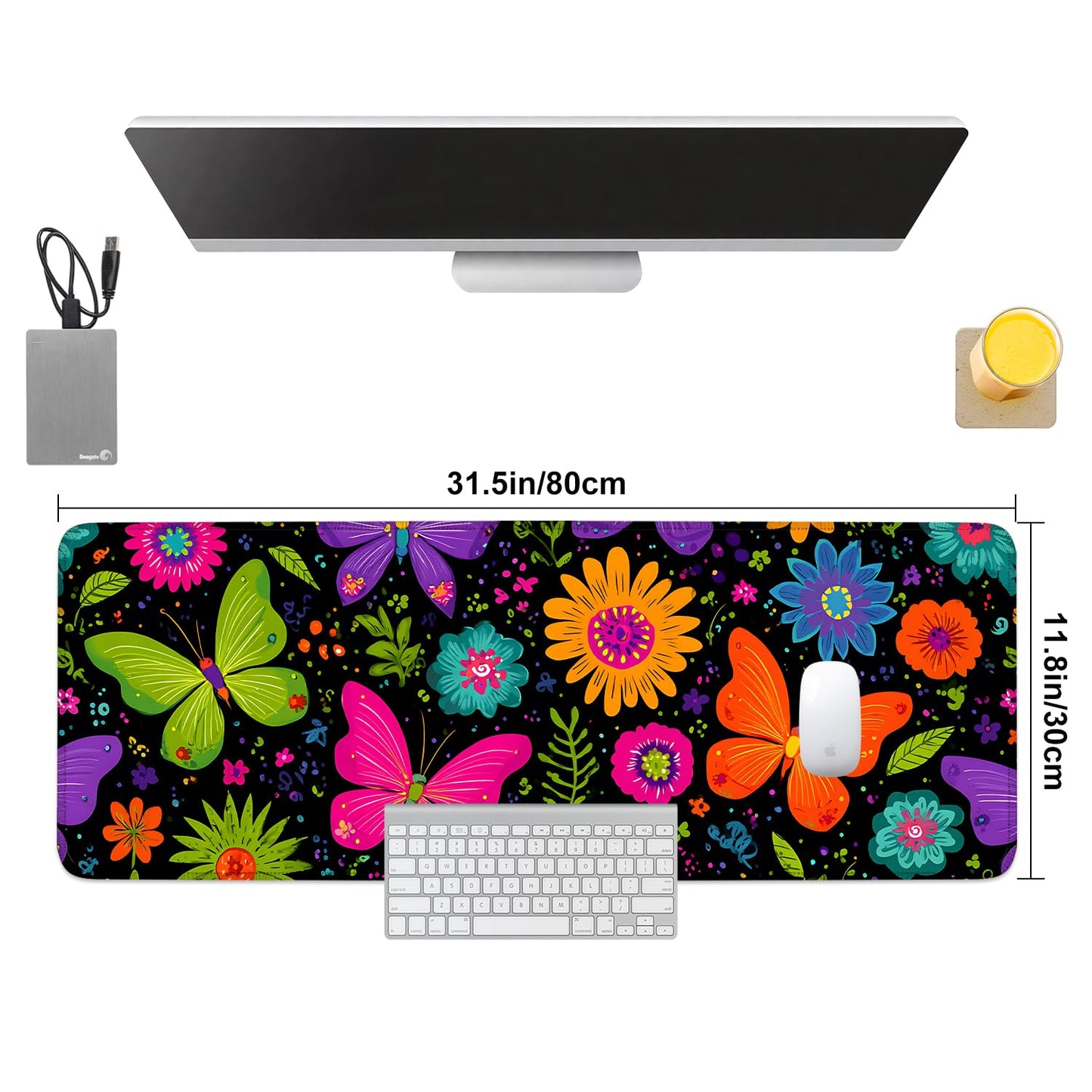 Mouse Pad Gaming Mousepad 31.5 x 11.8in Large Mouse Pad for Keyboard and Mouse with Anti-Slip Rubber Base, Keyboard Pad XL Mouse Mat for Home and Office,Snowy Forest WN420