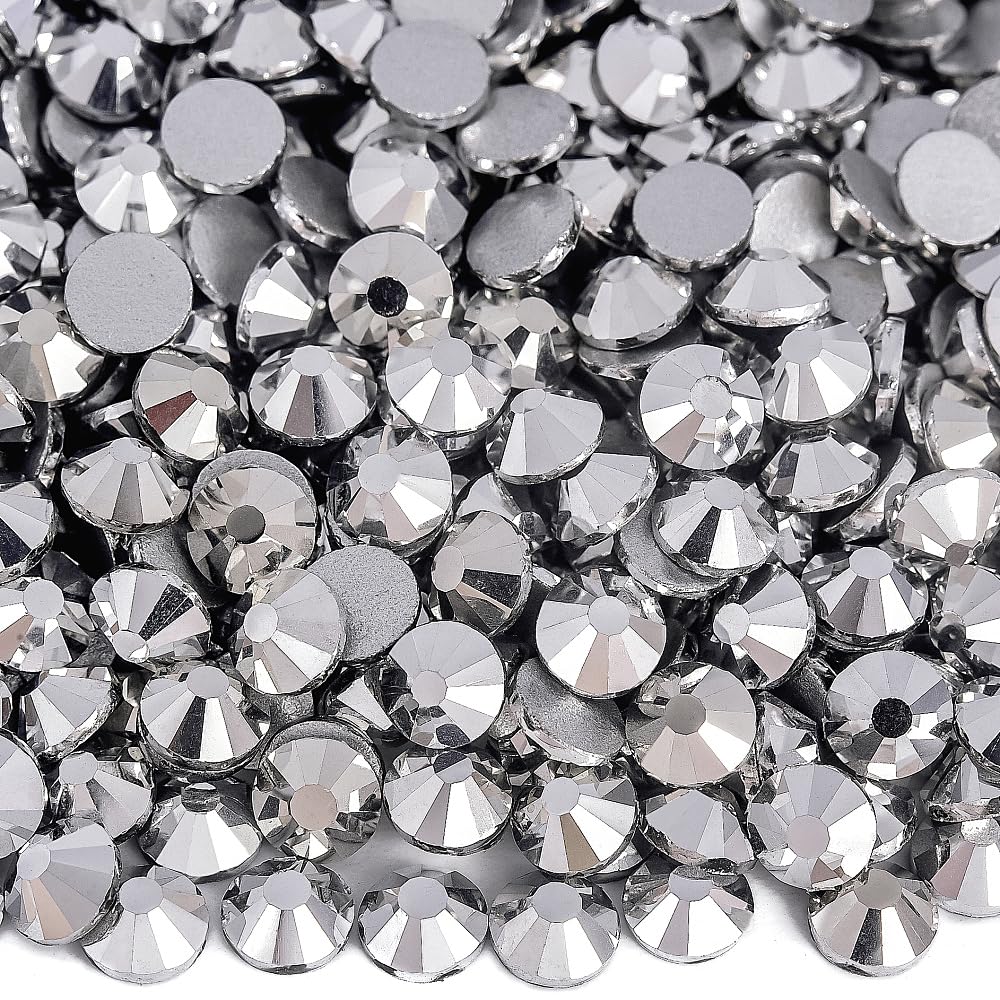 Black Shine Glass Rhinestones Crystal Flatback Gemstones for Crafts Nails Makeup Bags and Shoes Decoration.(SS20/1440pcs) BST202