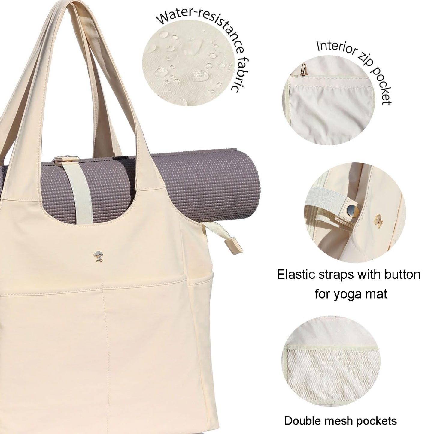ESVAN Yoga Tote Bag Mat bag Women Shoulder Bags Carryall Tote for Travel Office Workout Gym Nurse Beach BST326H
