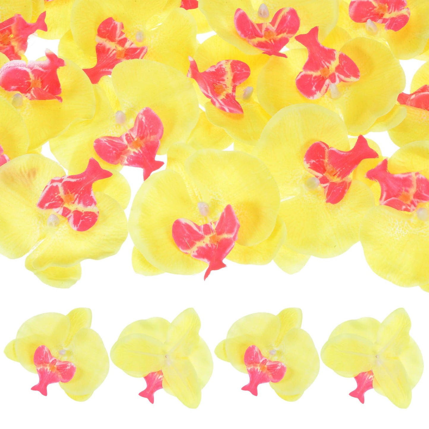 M METERXITY 20-Pack Artificial Orchid Flower Heads, Silk Faux Butterfly Flowers Head for Wedding/Bouquet/Bridal/Party Decor, Fake Phalaenopsis Petals Bulk [2.76 Inch, Dark Purple] BST220