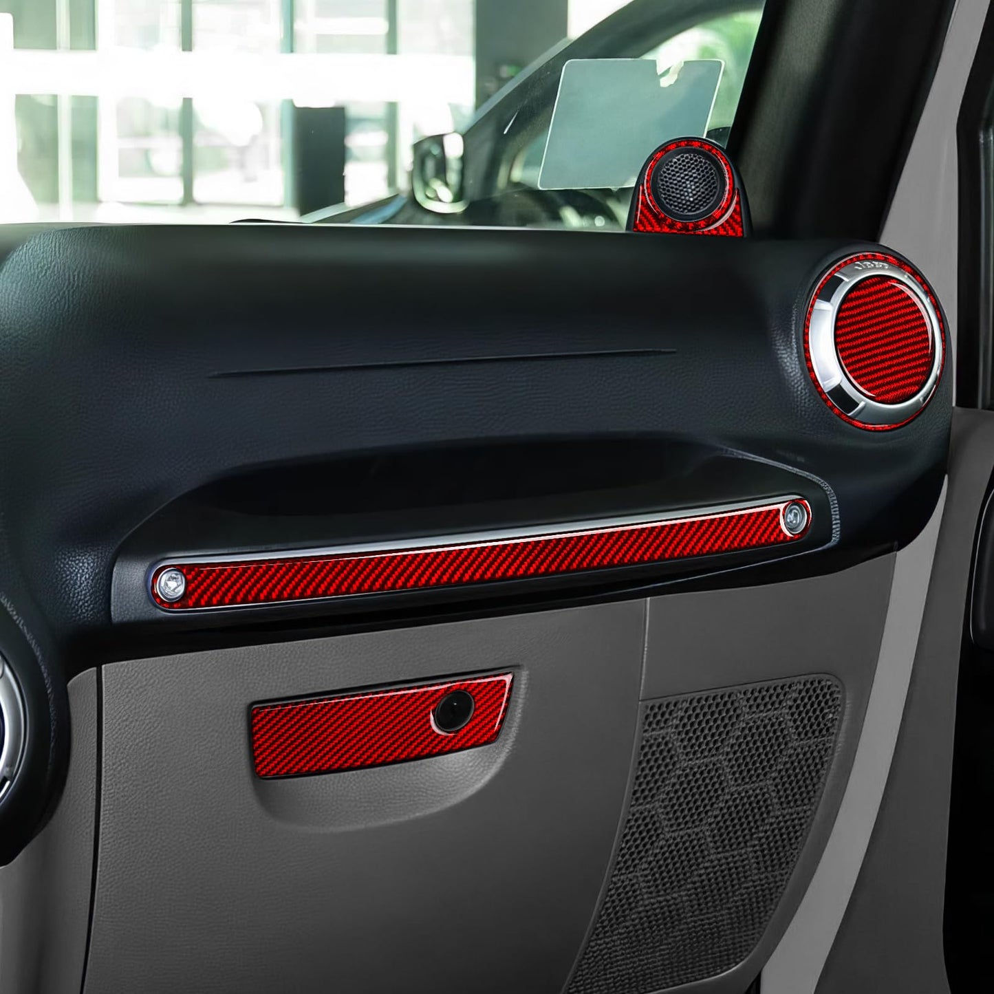 Car Gear Shift Lower Panel Sticker Carbon Fiber Decal Interior Trim Cover for Jeep Wrangler 2011 2012 2013 2014 2015 2016 2017 Accessories (Red) BST220