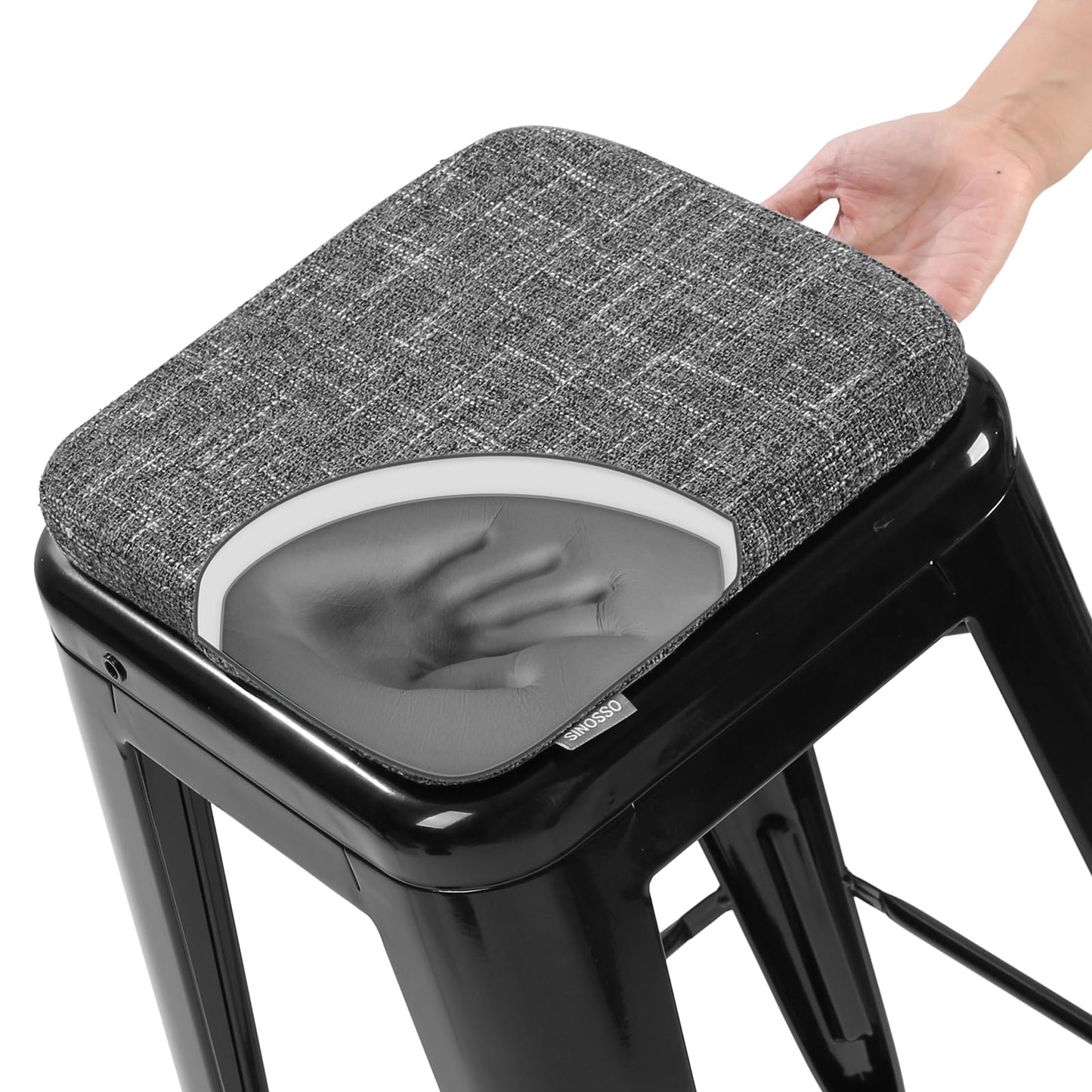 SINOSSO Memory Foam Bar Stool Cushions 4 Pcs, Modern Interwoven Style Magnetic Small Chair Pads Use for Cafe Bistro Stackable Metal Stool (Square, Red, 4) BST220