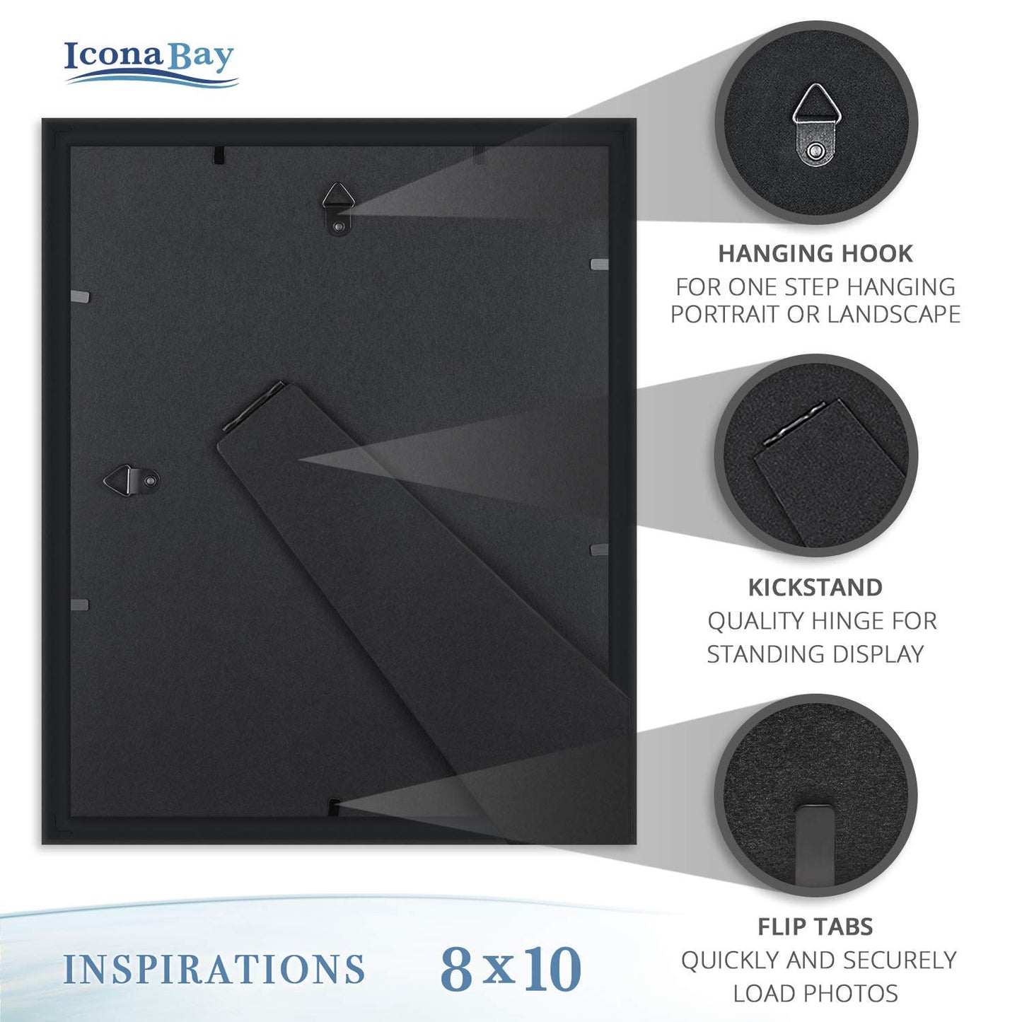 Icona Bay Combination White Picture Frames Set - 10 PC (Five 4x6, Three 5x7, Two 8x10), Inspirations Collection Multi-Pack for Contemporary Wall Gallery BST220