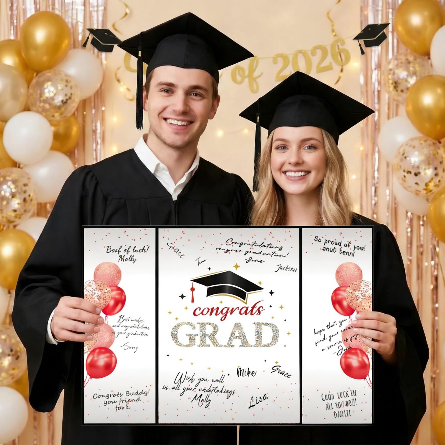 SIHPTO Graduation Guest Book 2026 College Graduation Party Decorations,Red Graduation Signature Book,Class of 2026 Congrats Grad Guest Book Alternative, Graduation Gifts for Her Him BST326L
