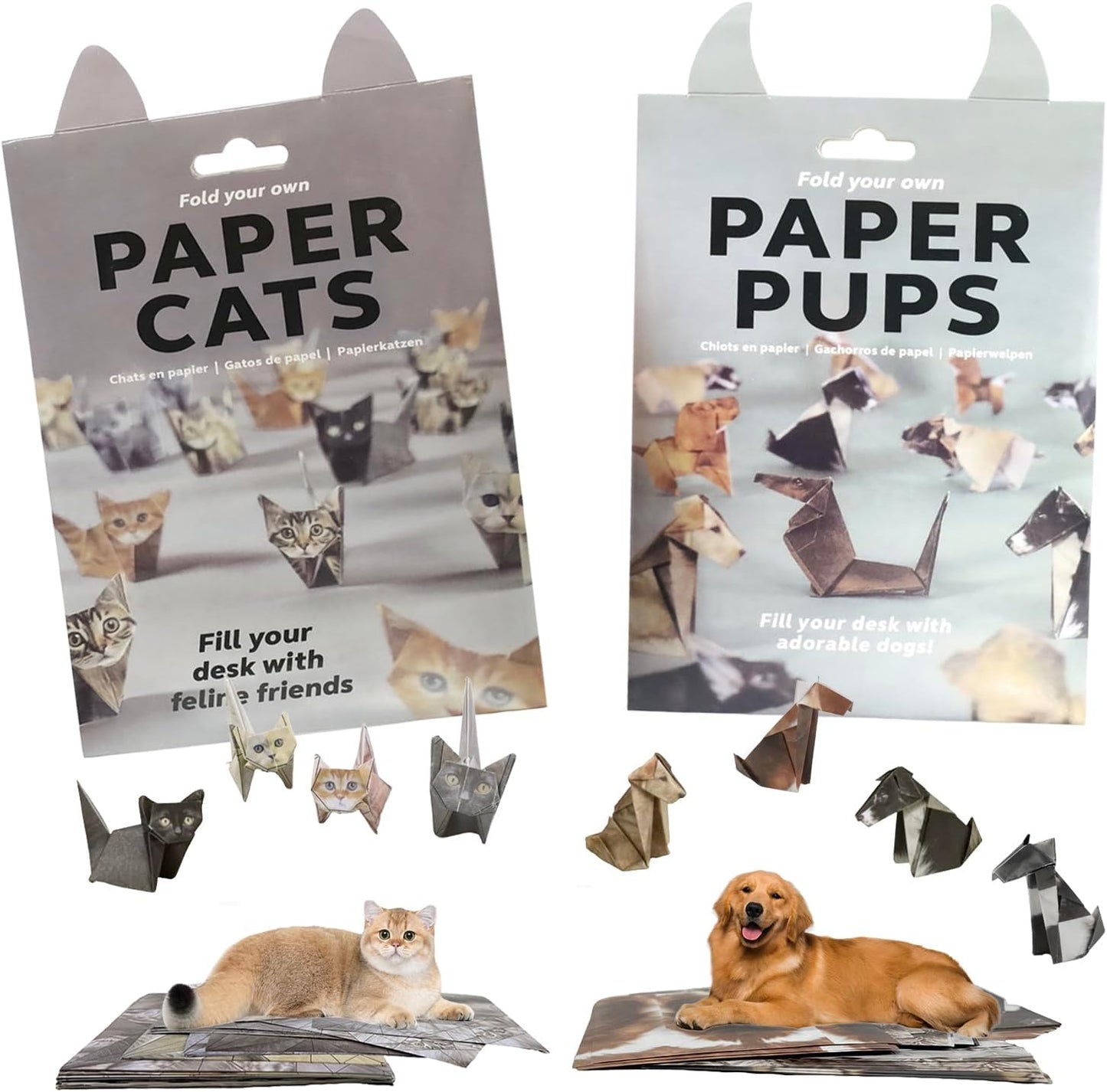 Origami Kit Cats and Dogs, 100 Sheets Diy Paper Cats Kit, Paper Dogs Origami for Kids & Adults,Desk Decoration & Gift for Pet Lovers (Cat 50pcs+ Dog 50pcs) WN420