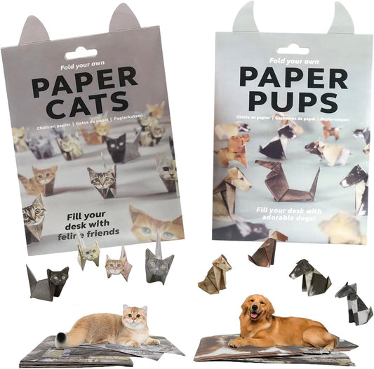 Origami Kit Cats and Dogs, 100 Sheets Diy Paper Cats Kit, Paper Dogs Origami for Kids & Adults,Desk Decoration & Gift for Pet Lovers (Cat 50pcs+ Dog 50pcs) WN420