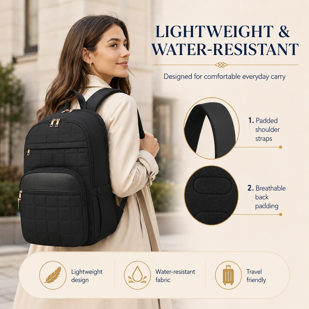 CAMTOP College Backpacks for Women, School Backpack with Insulated Lunch Pocket BST326H