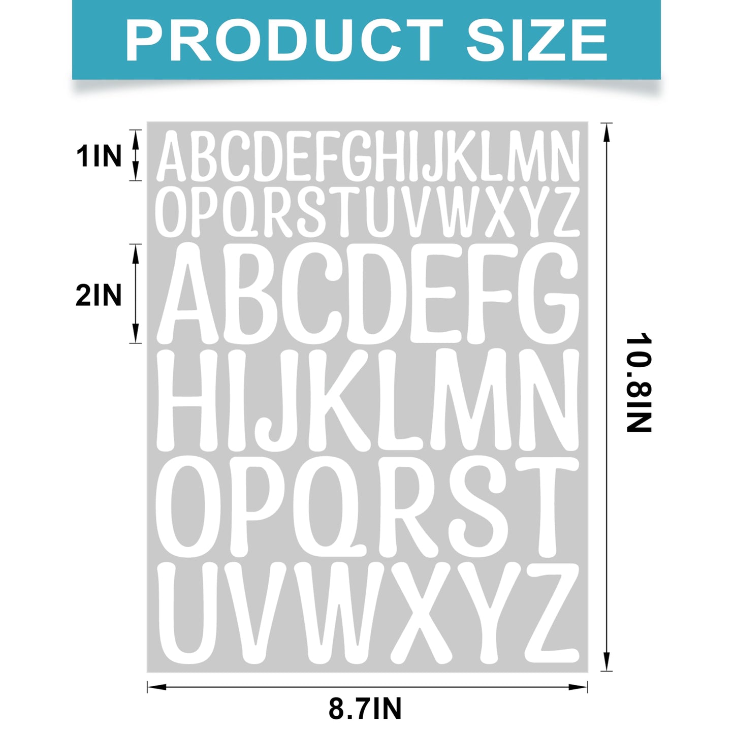 210Pcs 3-4 Inch Alphabet Stickers, 12 Sheets Vinyl Waterproof Letter Stickers, Self-Adhesive Large Stick On Letters for Class, Office, Arts, Crafts, Poster Board, Mailboxes, Handbook (White) BST220