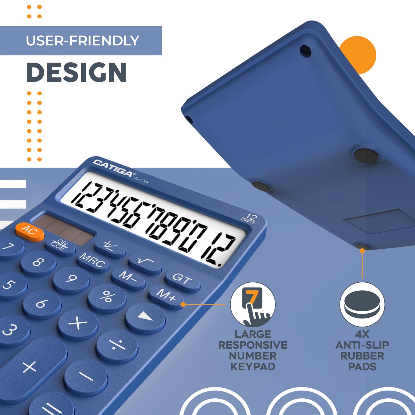 CATIGA 12 Digit Desktop Calculator Basic Desk Calculator with Large LCD Display RD12