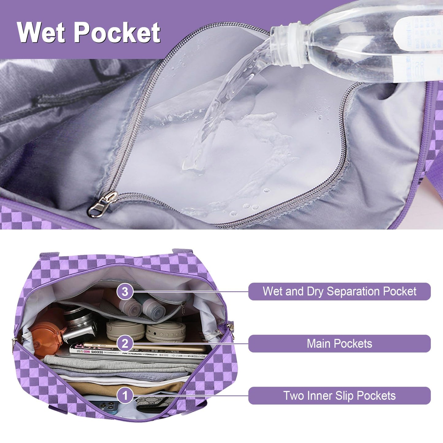 WOOMADA Foldable Travel Duffel, Weekender & Carry-On Bag with Expandable Space BST326H