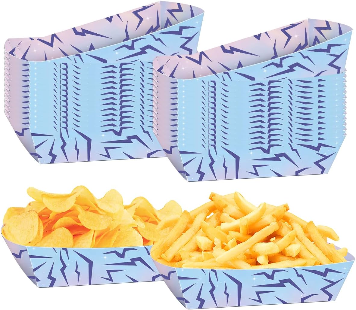 24Pcs Purple Demon Party Supplies Purple Demon Themed Paper Food Trays Disposable Serving Tray Nacho Trays Food Boats for Birthday Party Hunter Theme Decorations BST202
