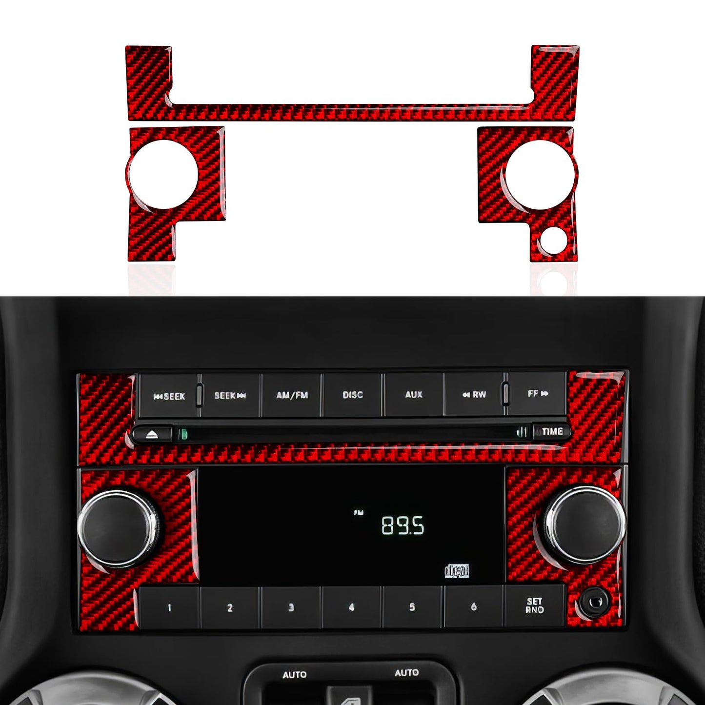 Car Gear Shift Lower Panel Sticker Carbon Fiber Decal Interior Trim Cover for Jeep Wrangler 2011 2012 2013 2014 2015 2016 2017 Accessories (Red) BST220