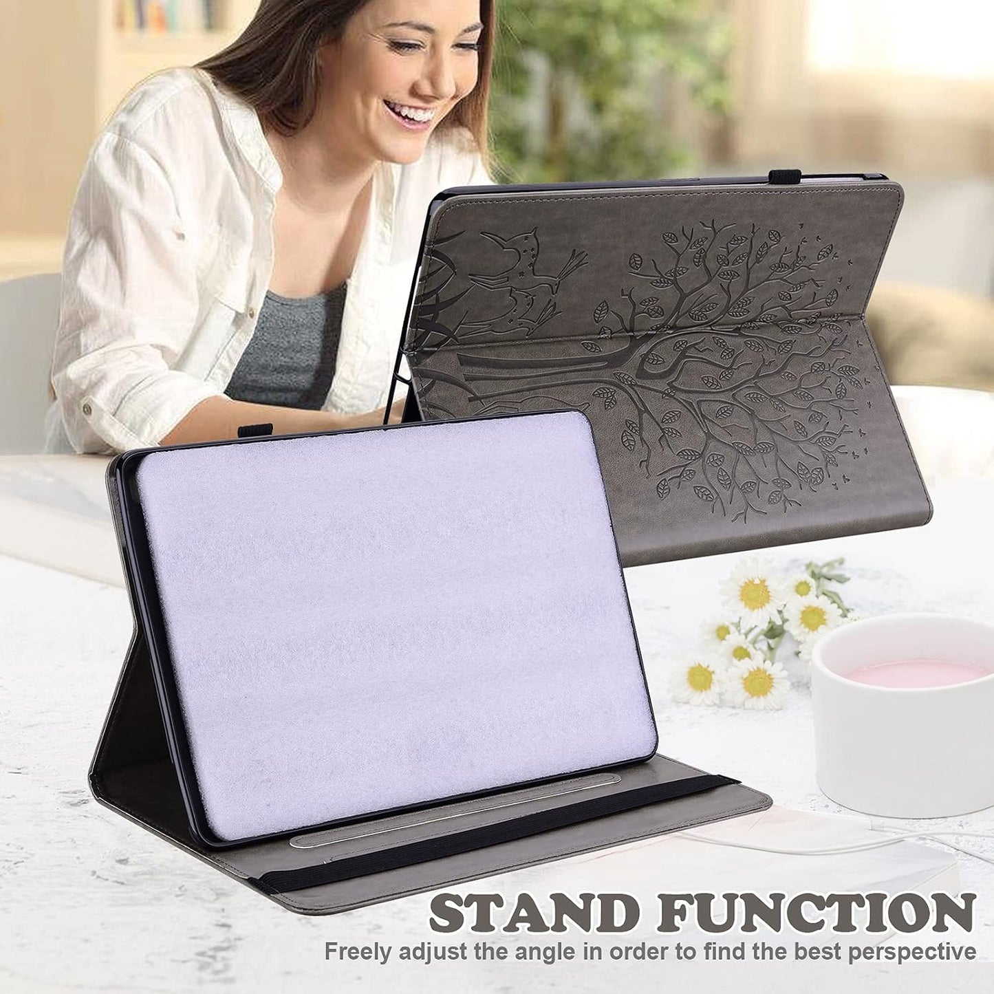 ALILANG Case for Samsung Galaxy Tab S2 9.7 Inch Case (SM-T810/T815/T813), PU Leather Card Slot Shockproof Smart Cover for Tablet Samsung Tab S2 Case-Gray WN420