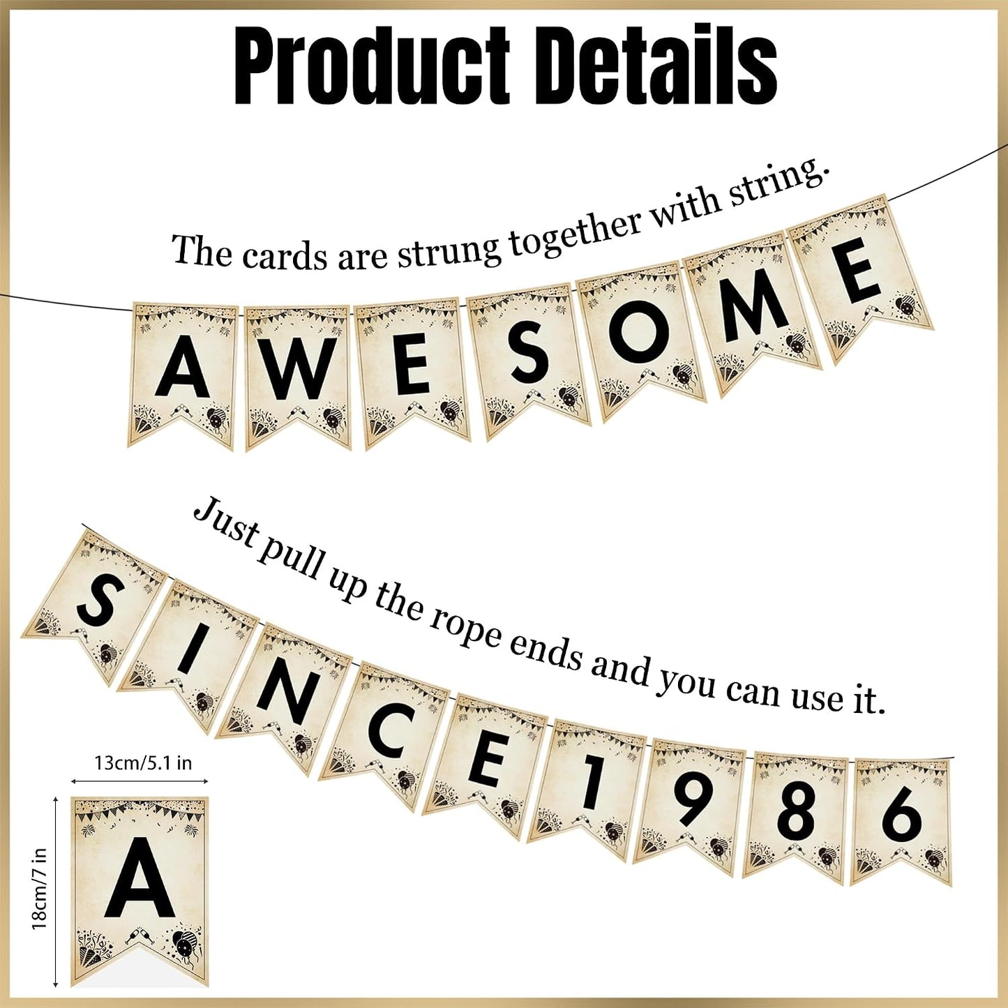 Happy 40th Birthday Decorations Men - 27 Pcs Retro Newspaper Theme Awesome Since 1986 Letter Banners Hanging Swirls Backdrop Latex Balloons for Men Women 40 Years Old Birthday Party Decor Supplies BST326L