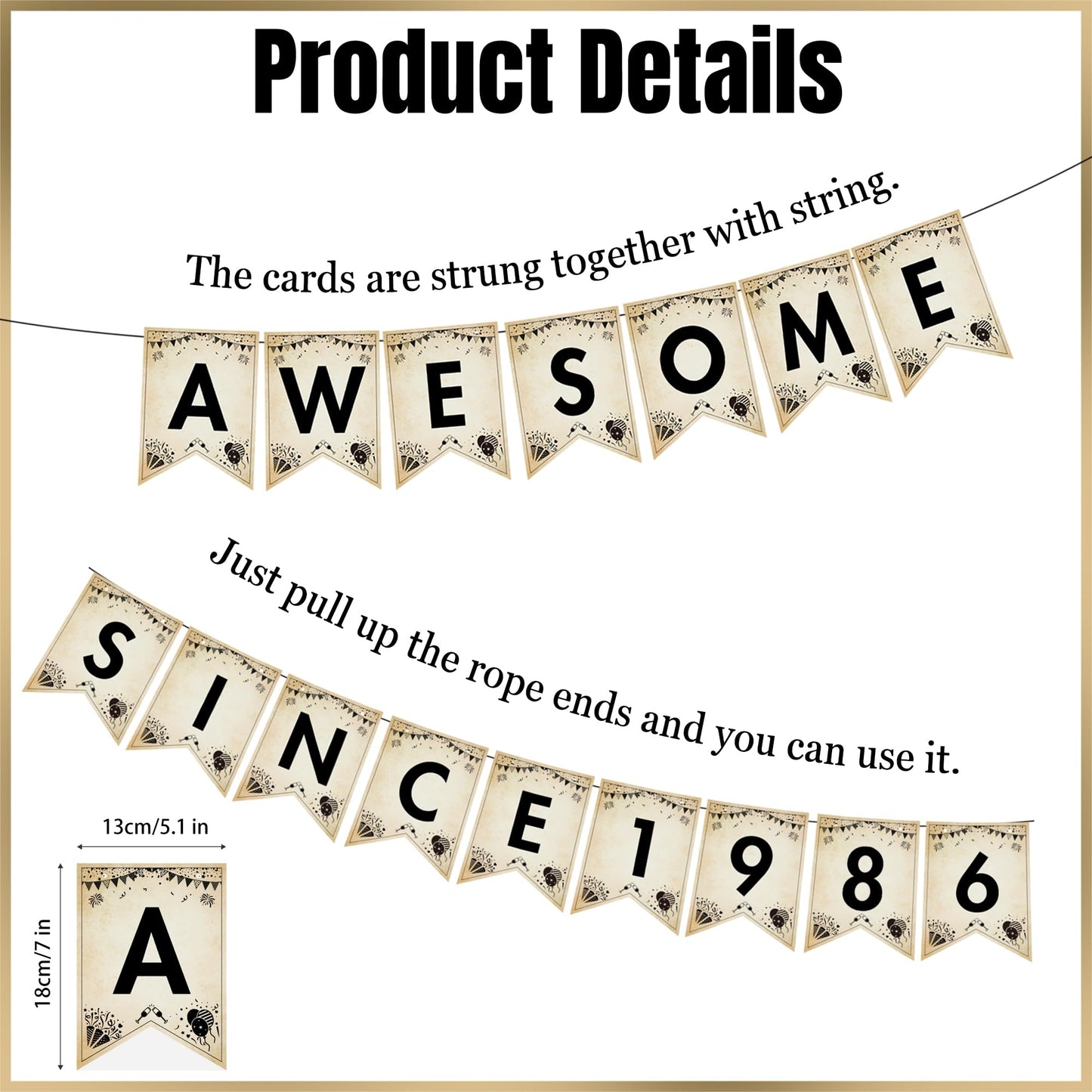 Happy 40th Birthday Decorations Men - 27 Pcs Retro Newspaper Theme Awesome Since 1986 Letter Banners Hanging Swirls Backdrop Latex Balloons for Men Women 40 Years Old Birthday Party Decor Supplies BST326L