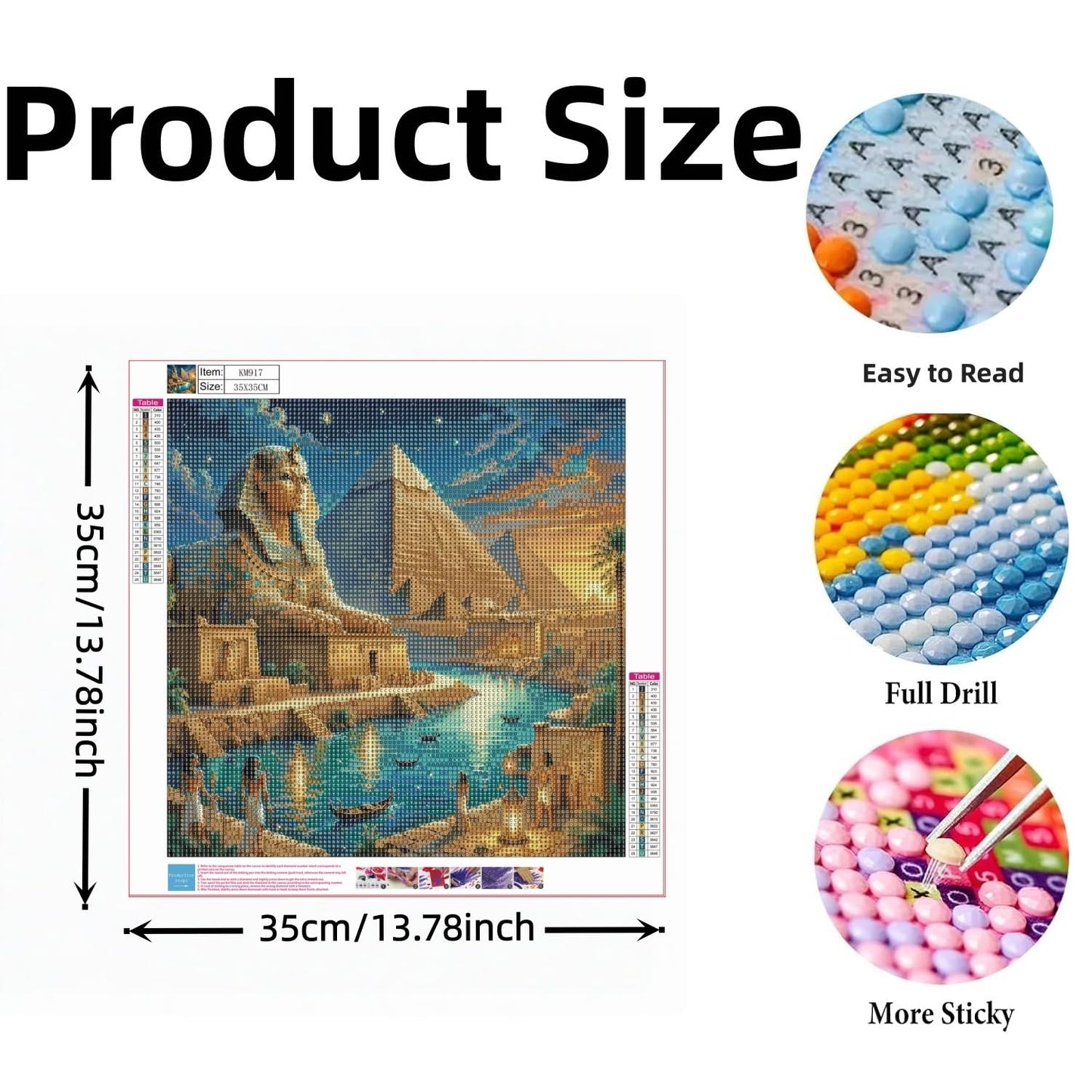 ArtIgle 5D Diamond Painting Kits for Adults, Ancient Sphinx Full Round Drills Gem Diamond Dots, Diamond Dot Art for Adults Beginners Clearance Home Wall Art Decor, 13.78 X 13.78 inch BST220